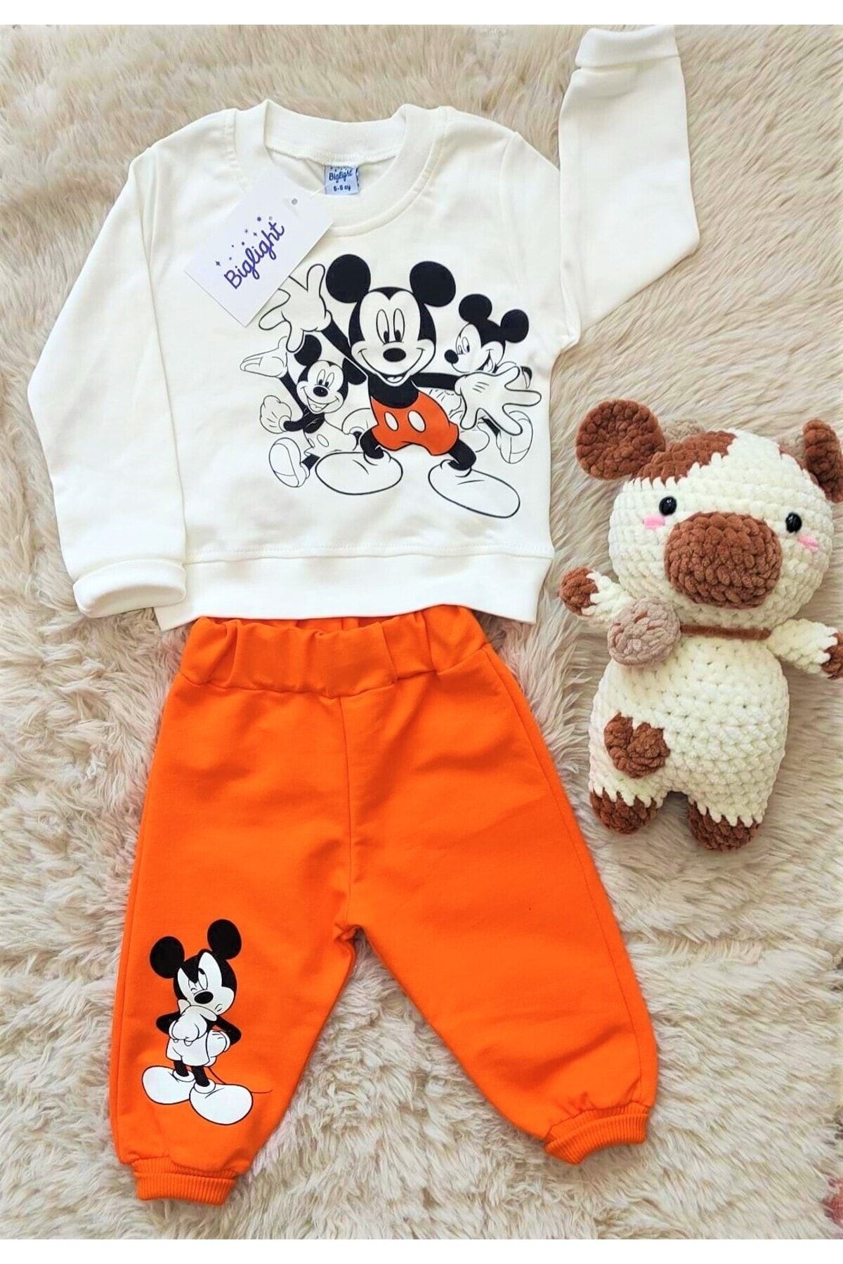 B GL GHT Mickey Mouse Desenli Unisex Bebek Sweatshirt ve Alt Mevsimlik Tak m Fiyat Yorumlar Trendyol