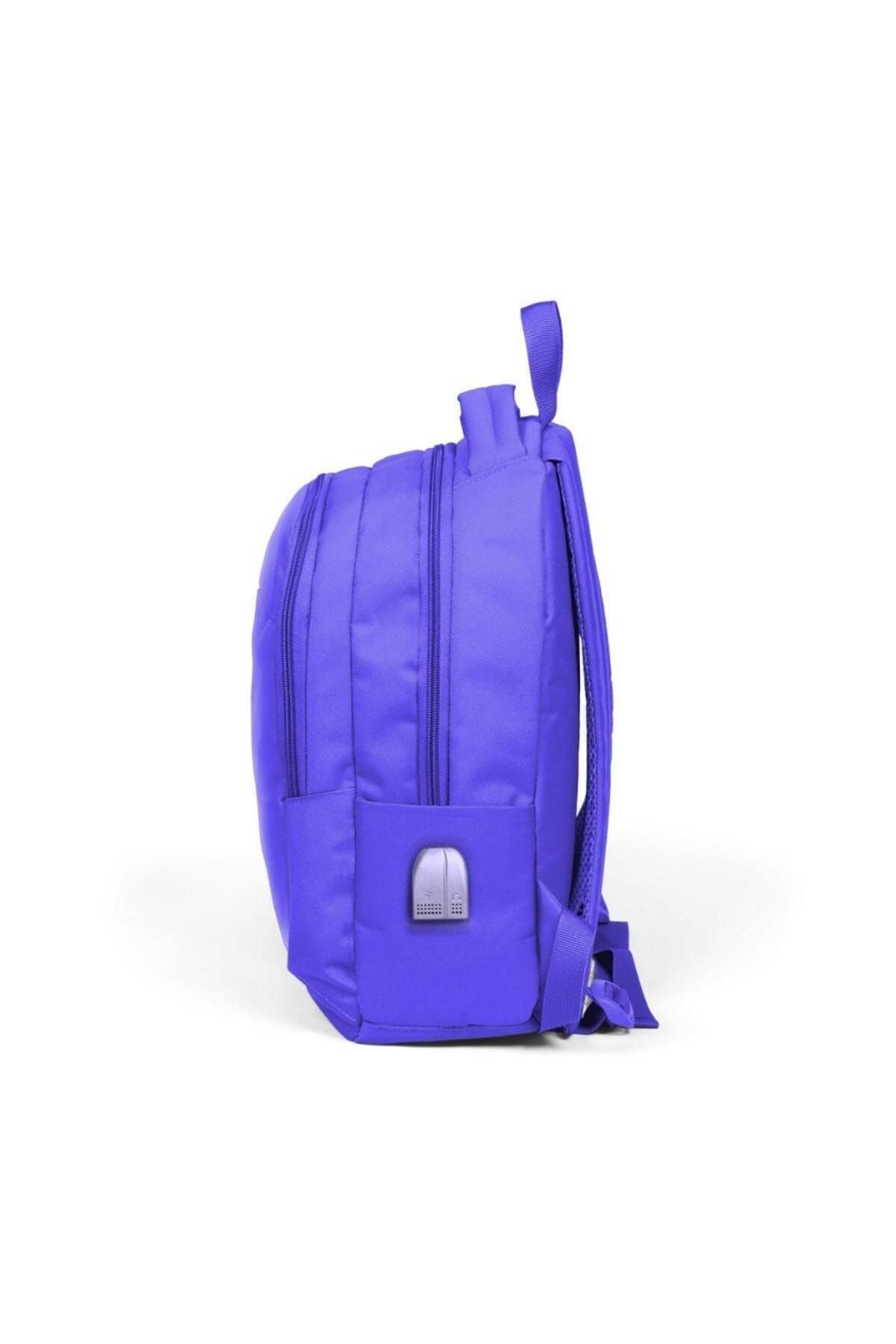 Coral High Lavender Three Compartment USB School Backpack 24315