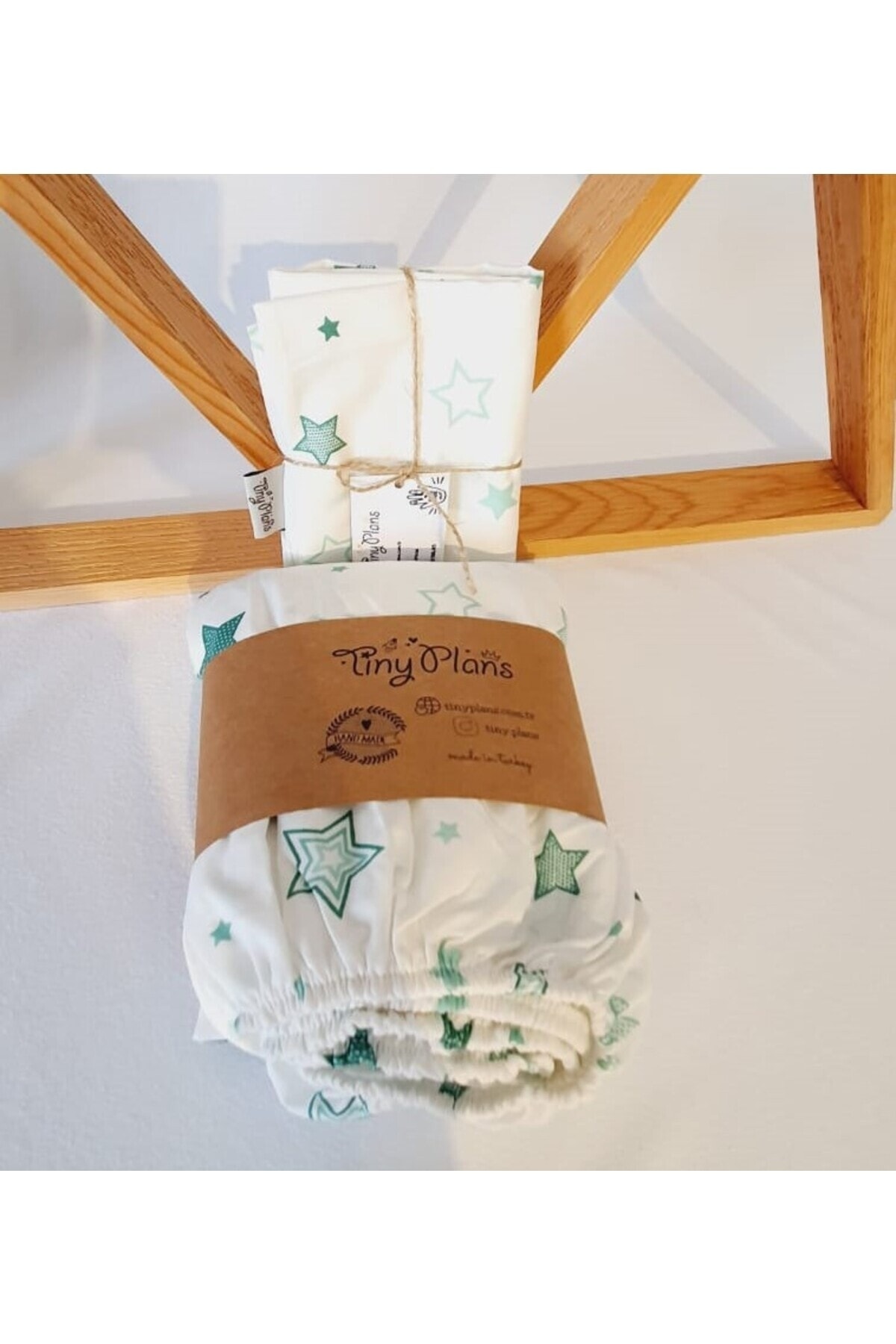 tiny plans Yıldız Desen Lastikli Bebek Çarşaf - Yastık Kılıfı Takımı 70x120 cm fotoğrafı 2 (önizleme)