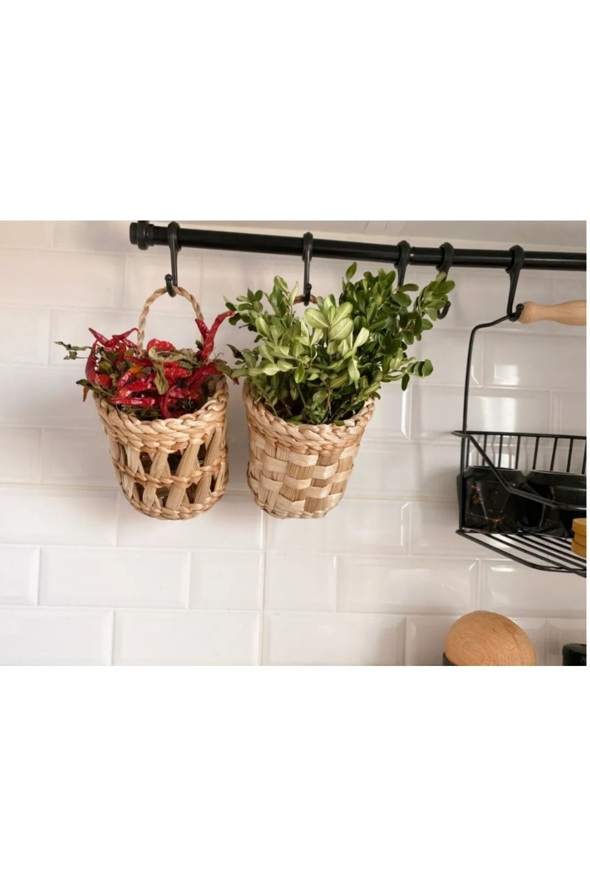 Süs Dükkanı Coș Din Răchită Și Decor De Perete Decor Pentru Bucătărie - Set De 2 - One Size
