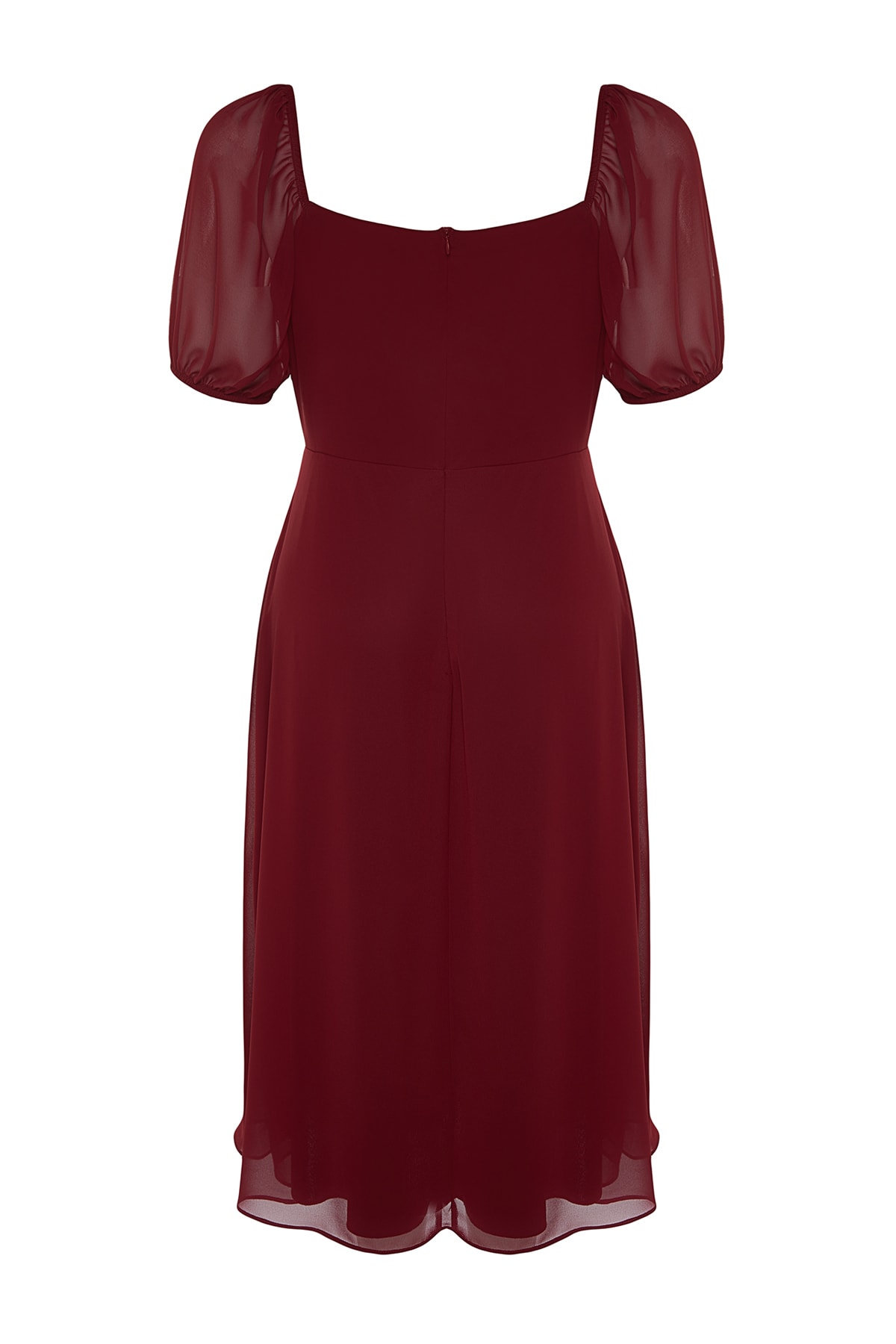 Trendyol Curve-Burgunderrotes gewebtes Kleid mit Schlitz TBBSS22AH0012 8