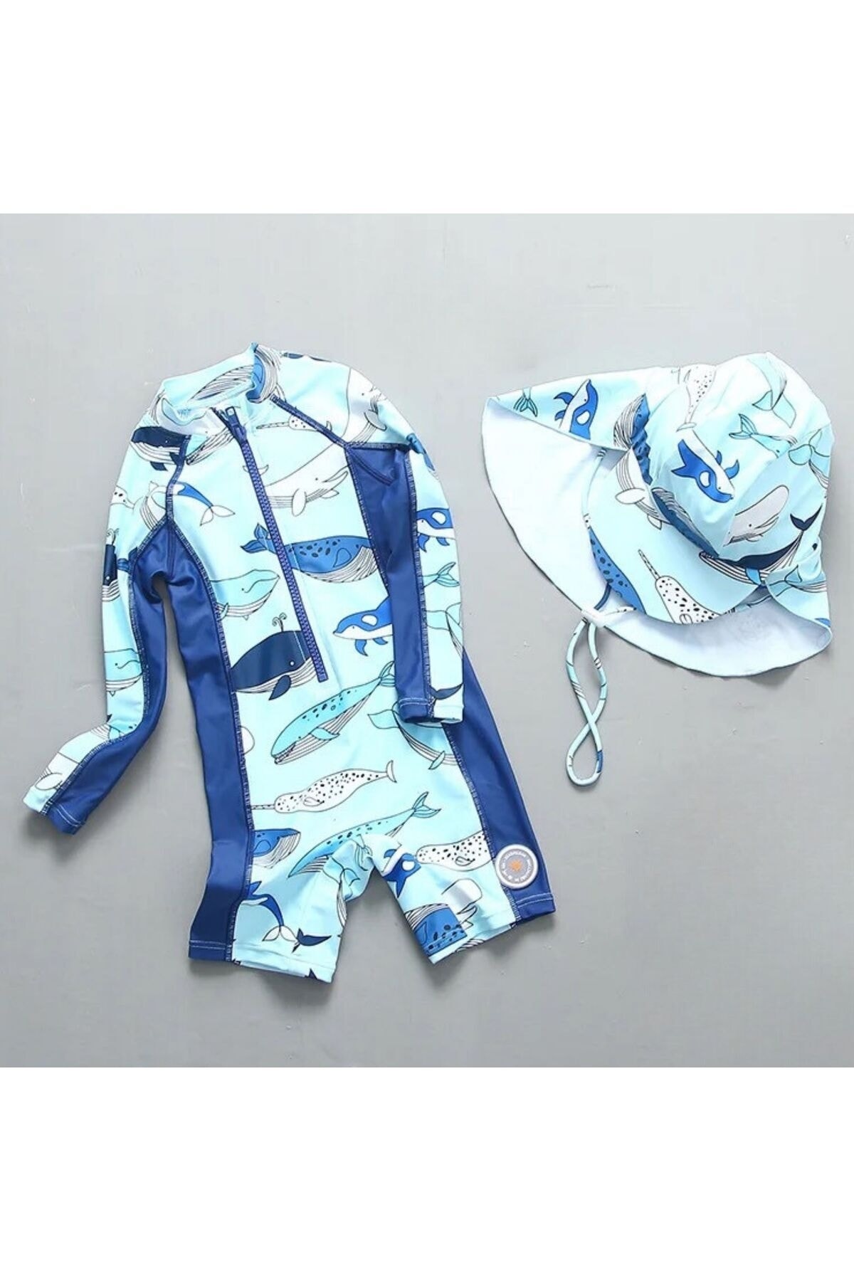 Petityu UPF50+ deniz canlilari erkek çocuk mayo sapkali fotoğrafı 3 (önizleme)