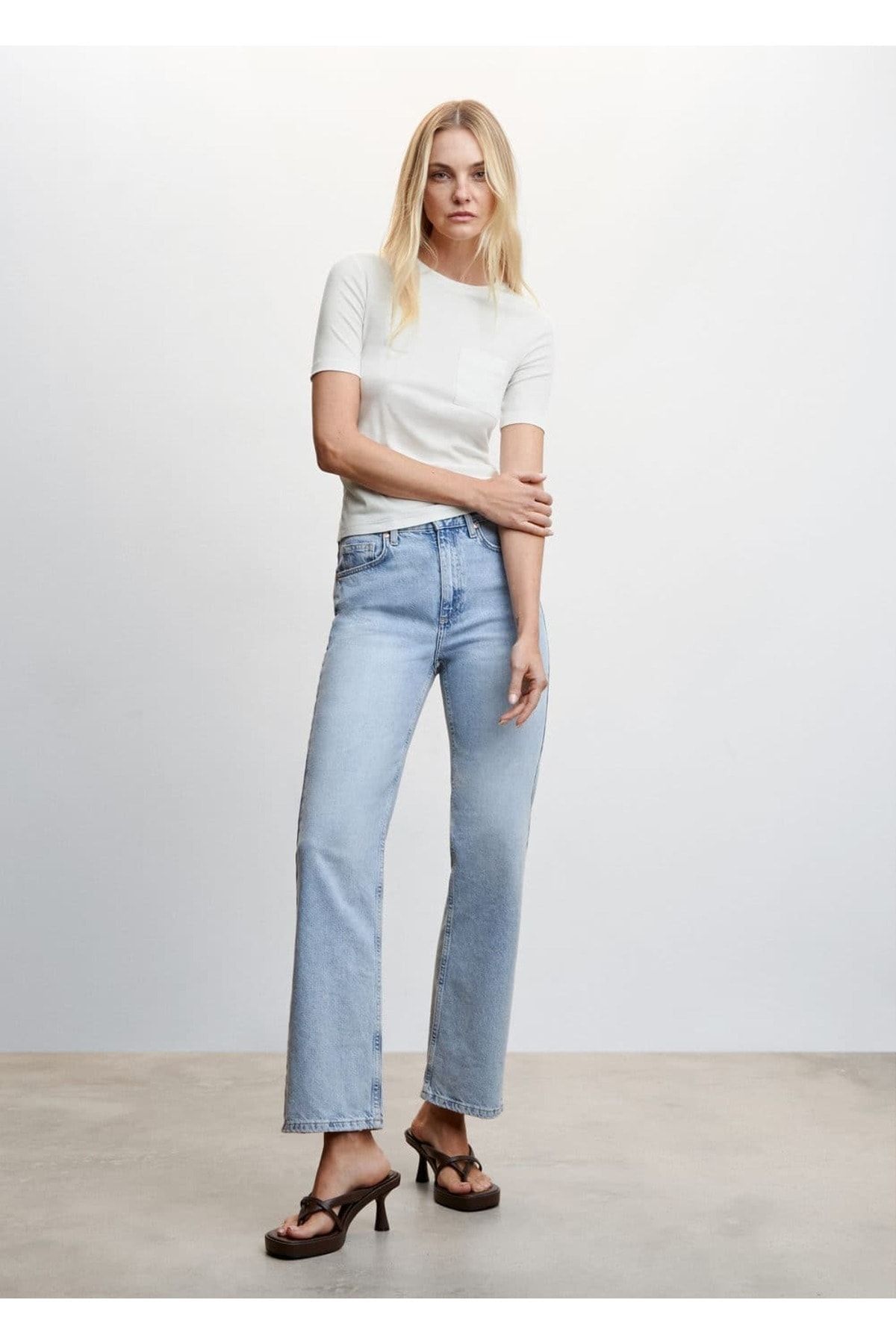 MANGO Woman-Round Neck Pocket T-Shirt 2