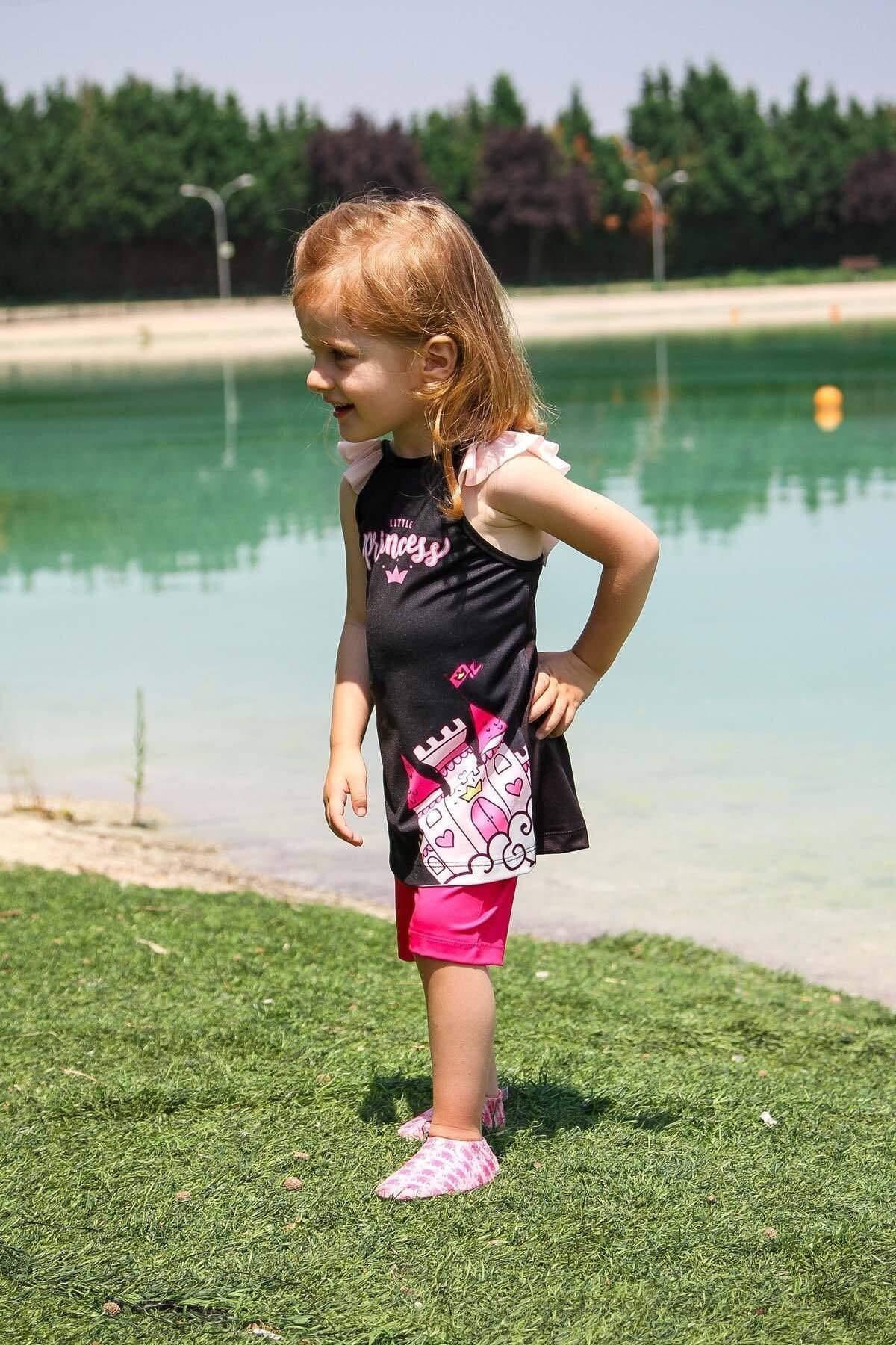 Marina-Costum de baie hijab cu model fuchsia pentru copii K2201 3