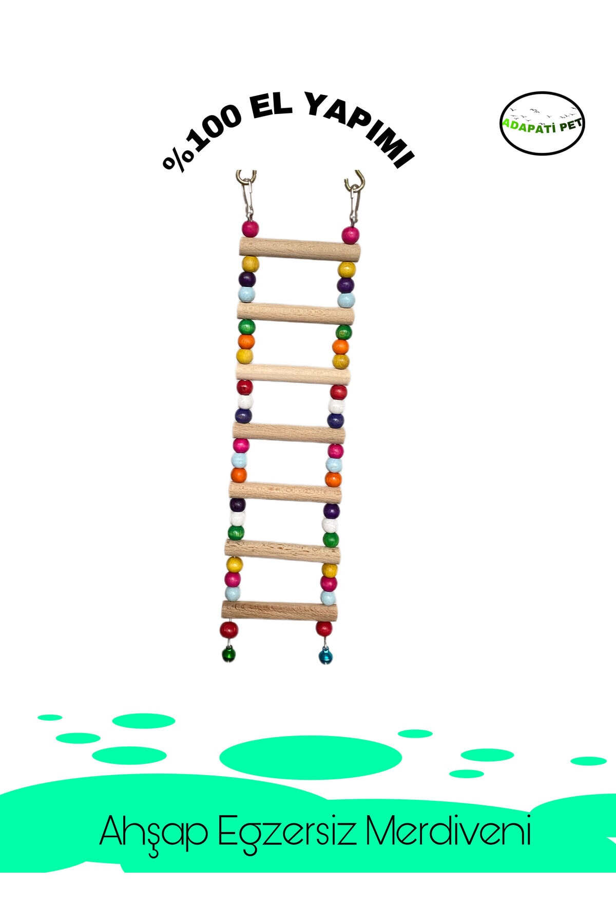 ADAPATİ PET El Yapımı Ahşap Kuş Egzersiz Merdiveni