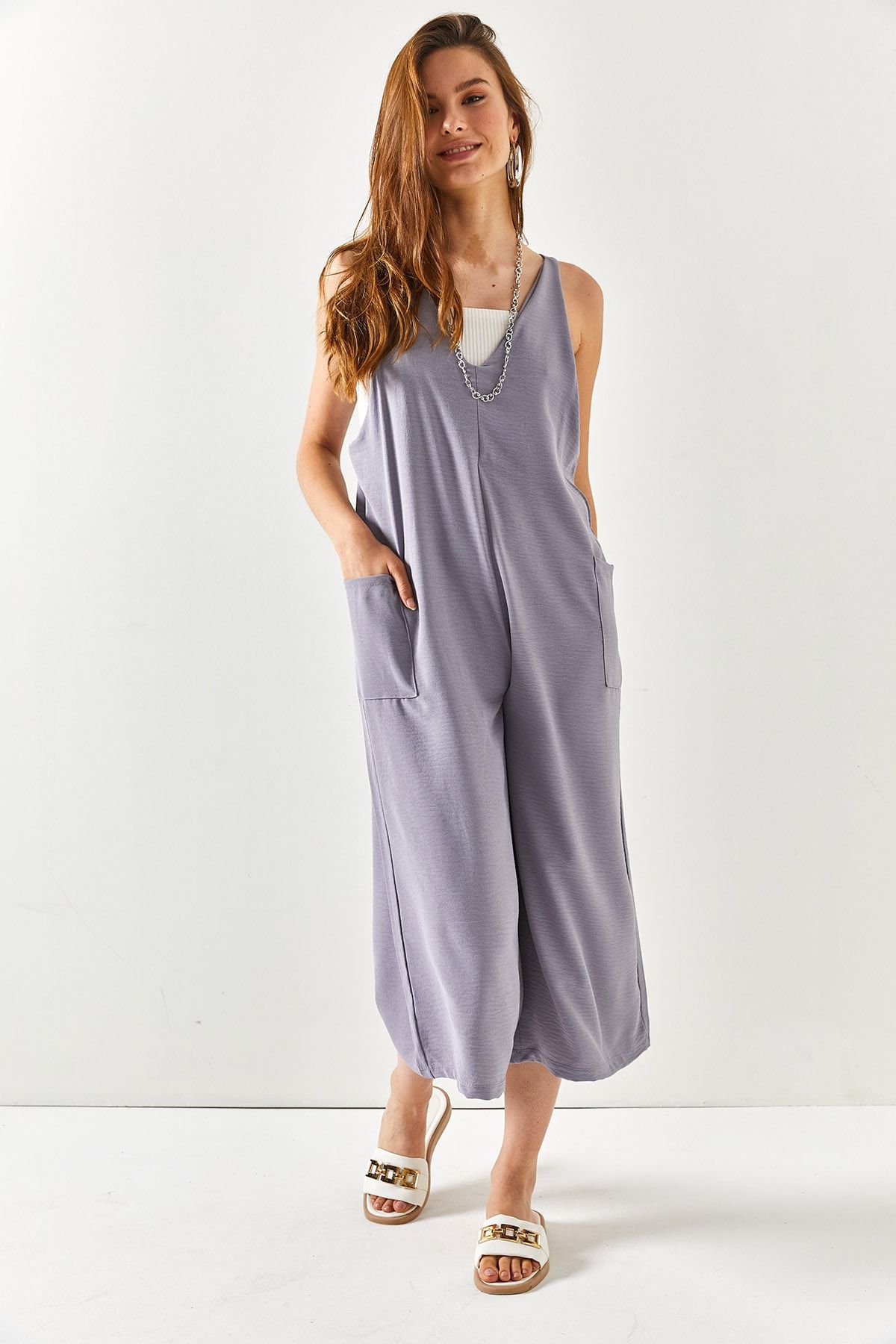 Olalook Jumpsuit Gray Regular fit Trendyol