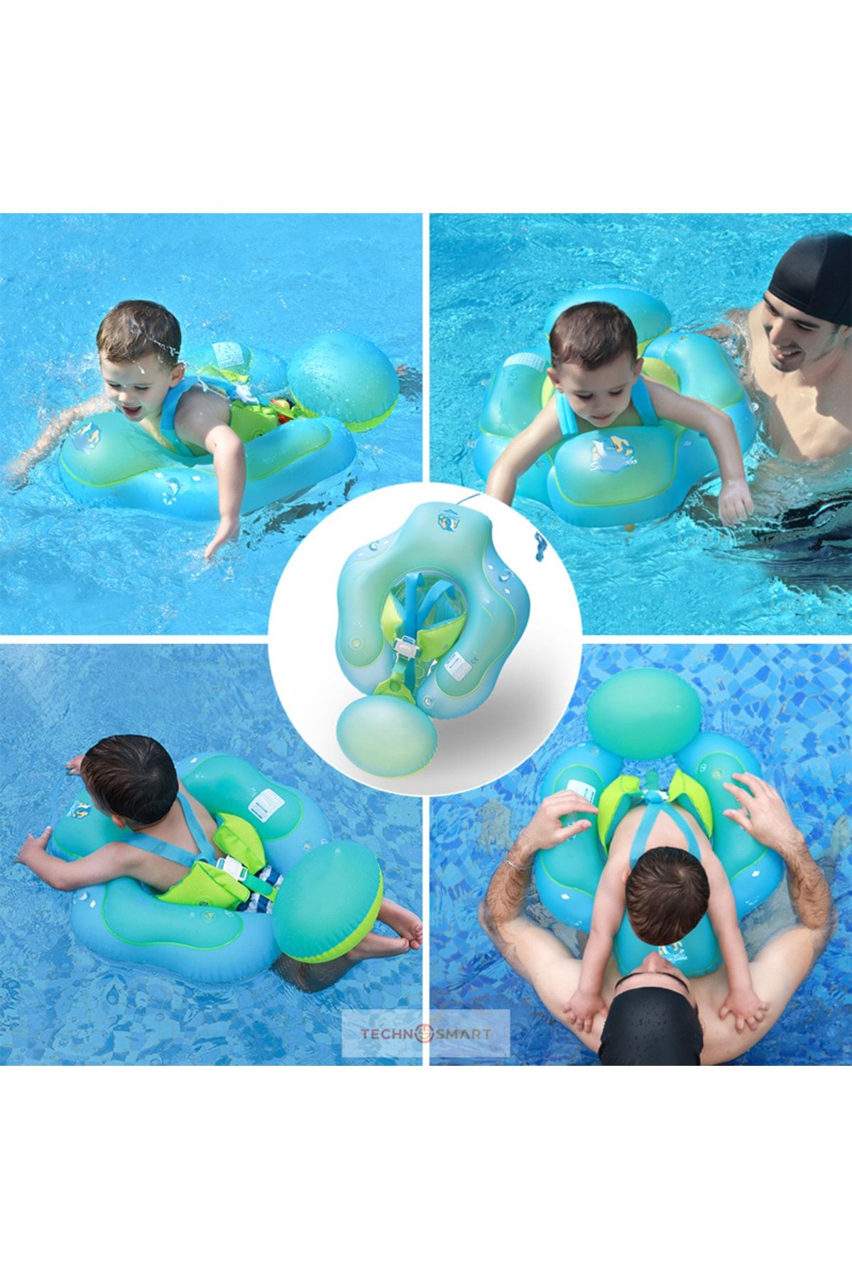 TechnoSmart Arm Floaties Round Float Tube Blue Sea Bagel