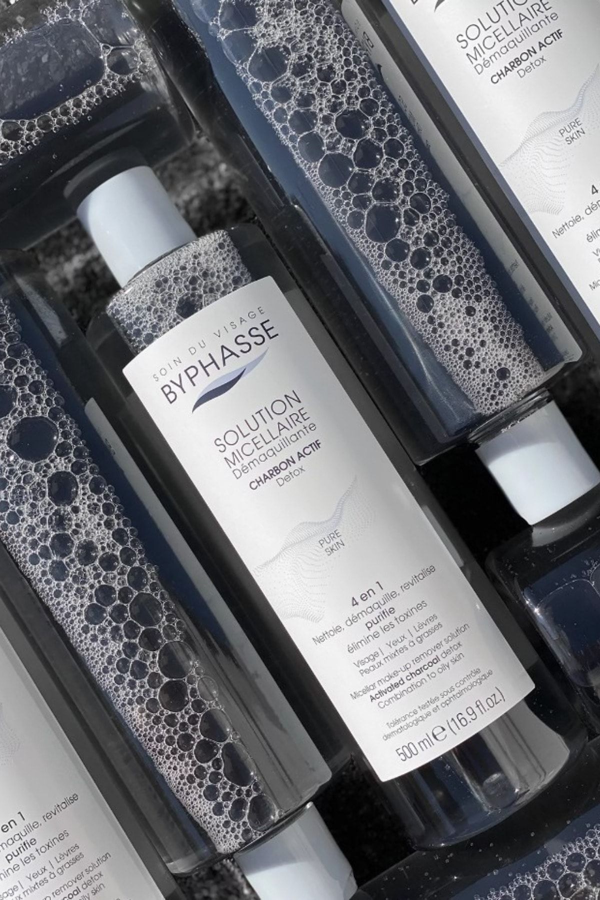 BYPHASSE-Micellar Face and Makeup Remover Activated Charcoal Micellar Water Combination and Oily Skin 500ml 6