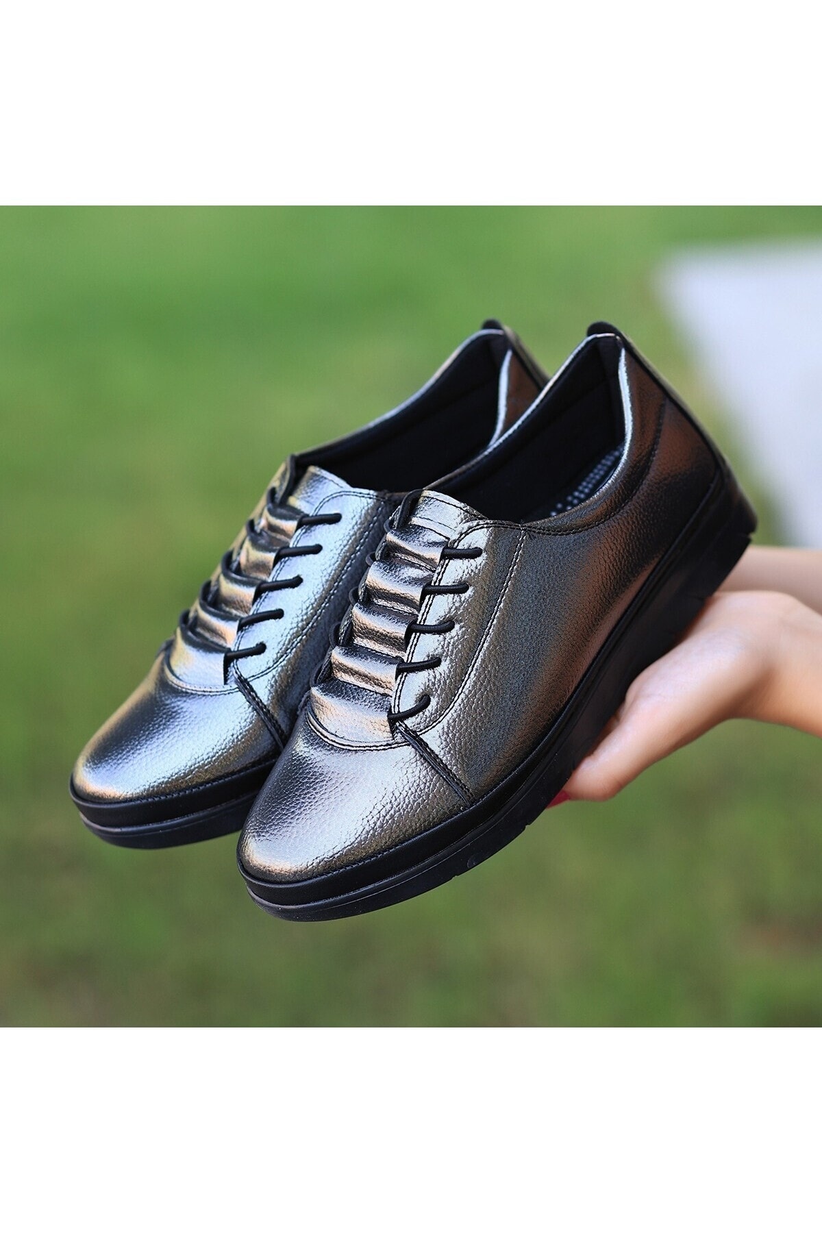 Dixi Platin Rugan Bağcıklı Spor Ayakkabı