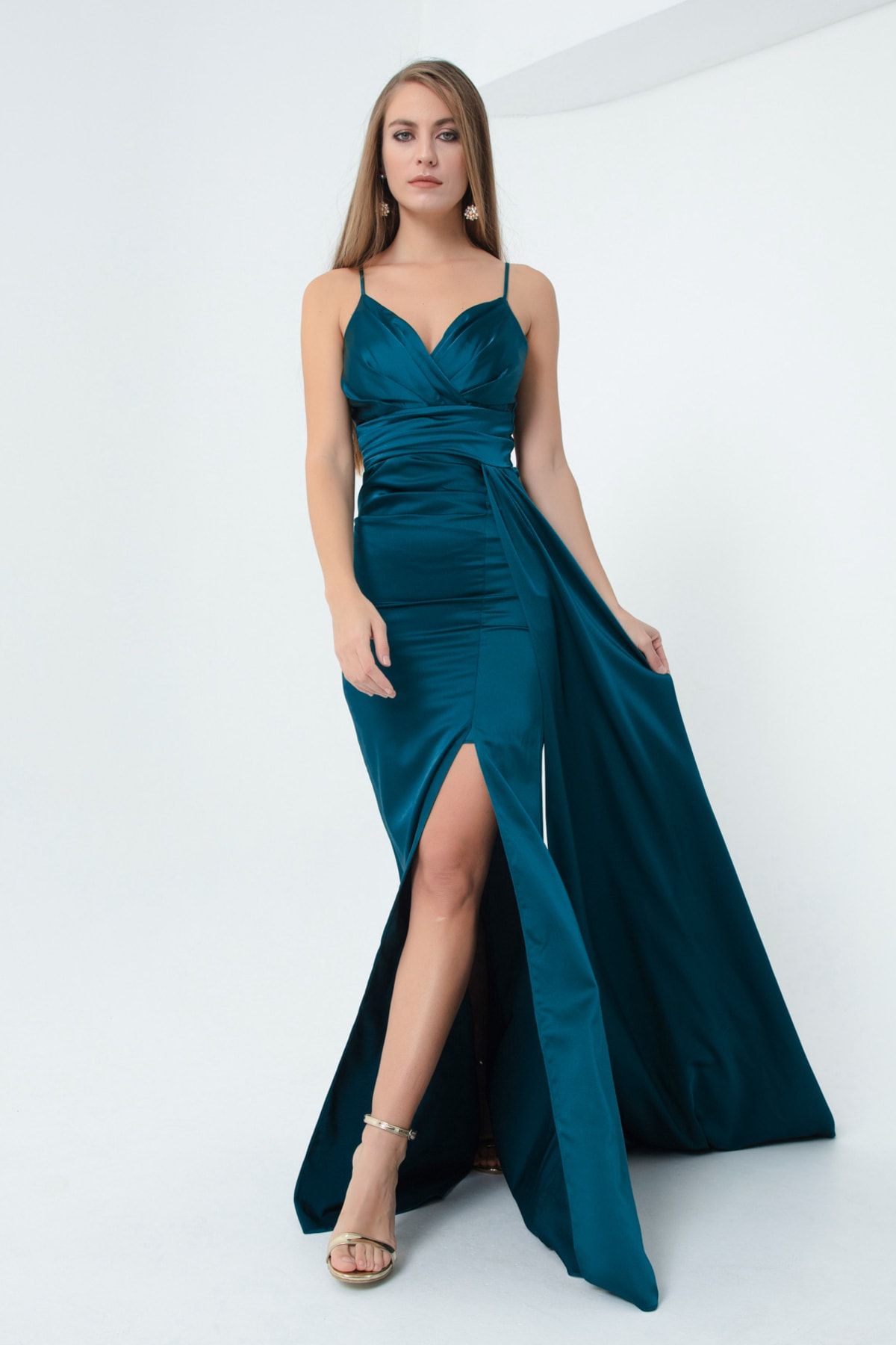 Petrol blue prom best sale dress