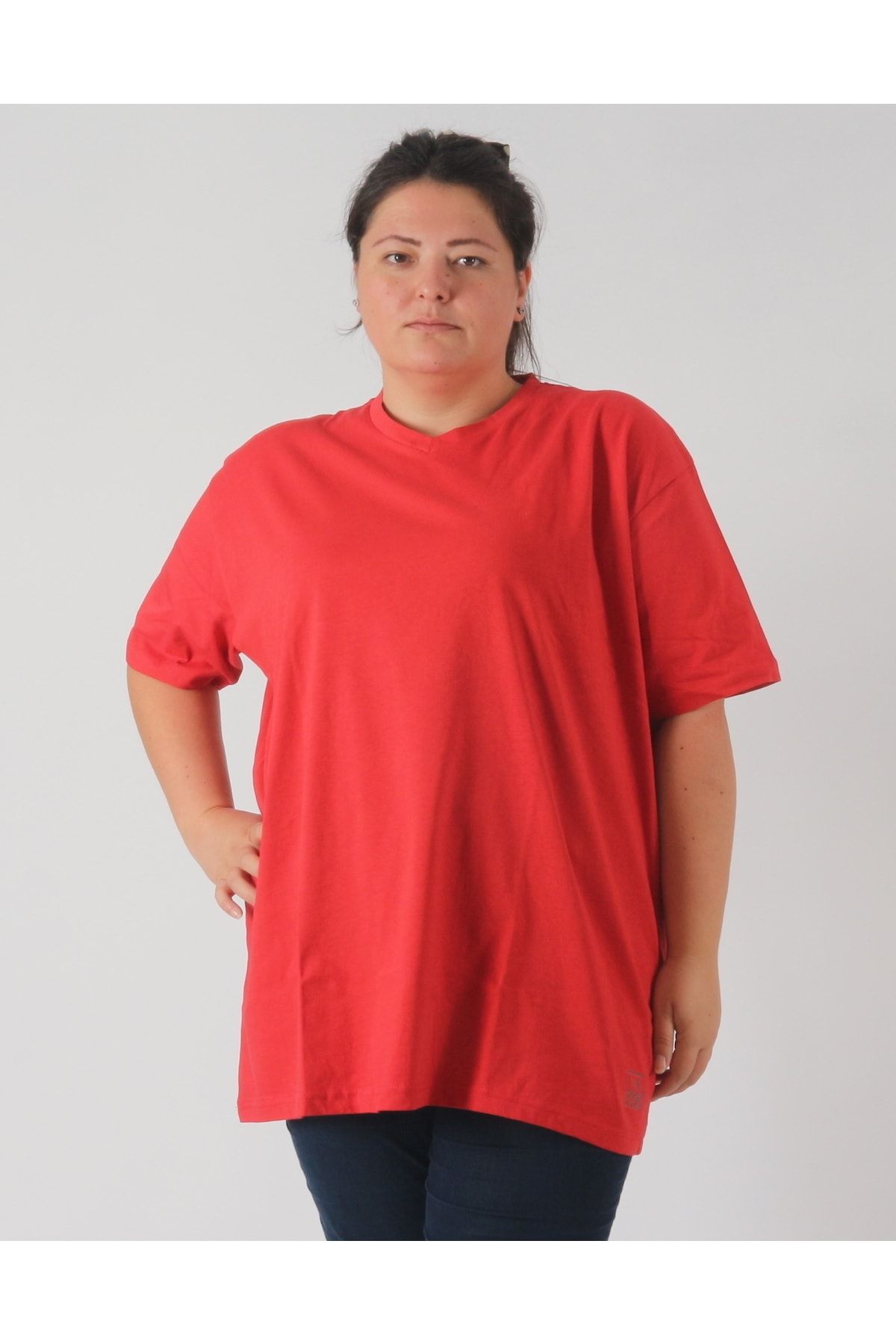 rood Plus Size T Shirt Red Plus Size Trendyol
