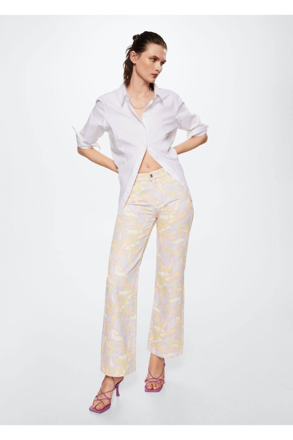 MANGO Woman-Blugi cu picior largi cu model 2