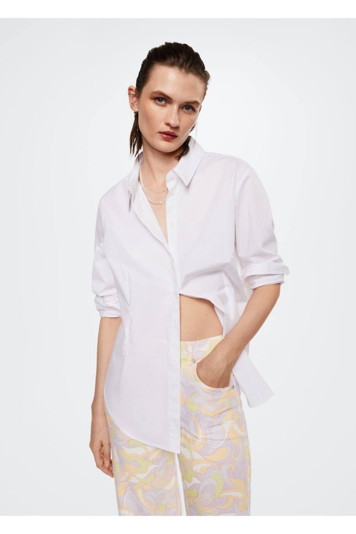 MANGO Woman-Blugi cu picior largi cu model 8