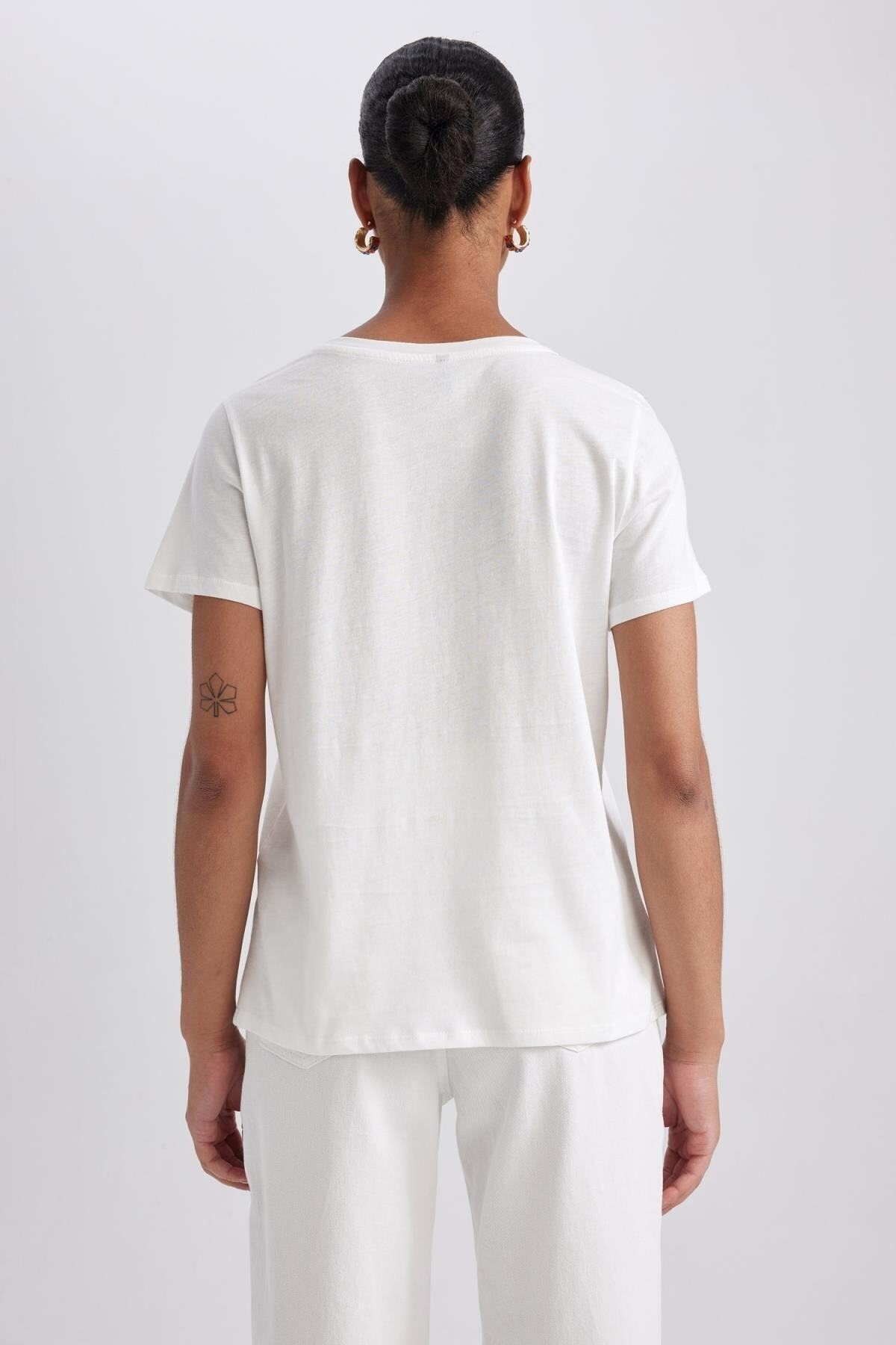 DeFacto-Regular Fit Crew Neck Printed Short Sleeve 100% Cotton T-shirt A8849ax23hs 6