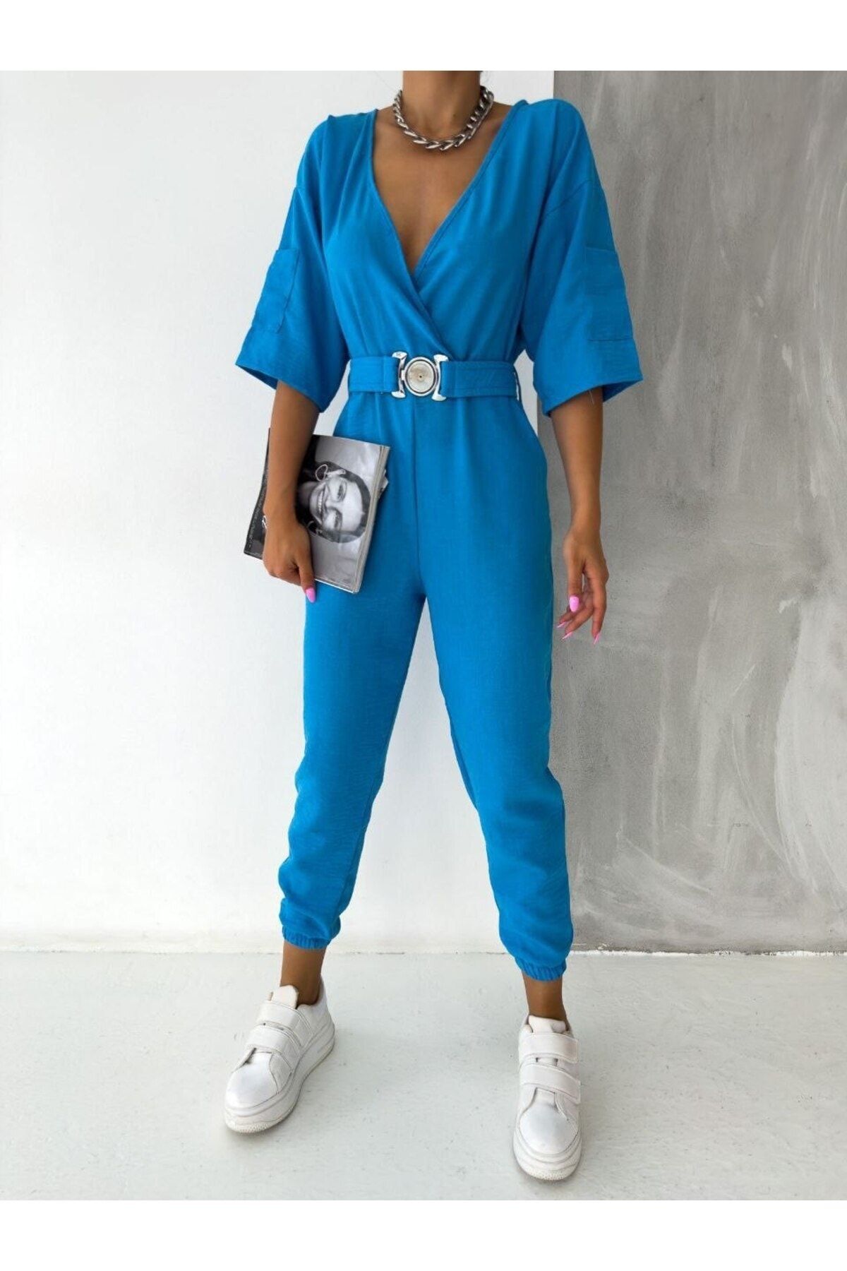 Women's sales belted jumpsuit
