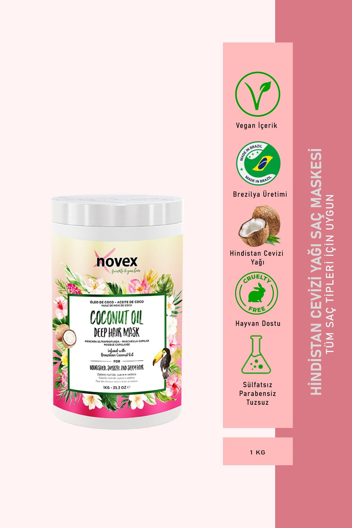 Coconut Oil - Kuru Ve Kırılgan Saçlar Için Hindistan Cevizi Yağı Içeren Saç Maskesi 1 Kg