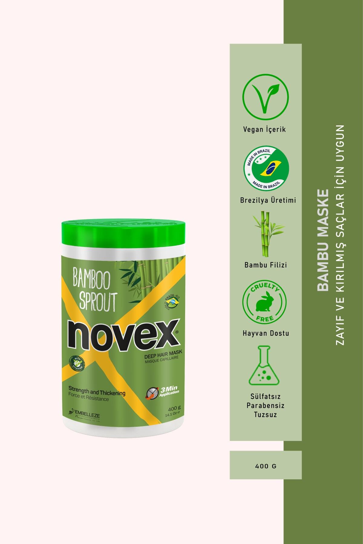 NOVEX Bamboo Sprout - Zayıf Ve Kırılmış Saçlar Için Bambu Filizi Içeren Saç Maskesi 400g — 876120002596