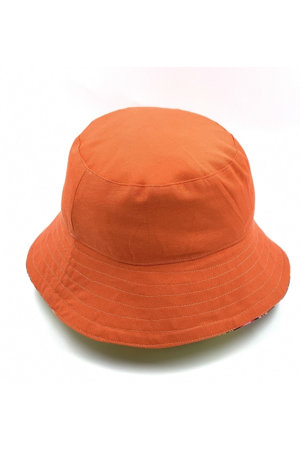 ZEL CE TASARIM COLORFUL FLORAL ORANGE DOUBLE SIDED BUCKET HAT
