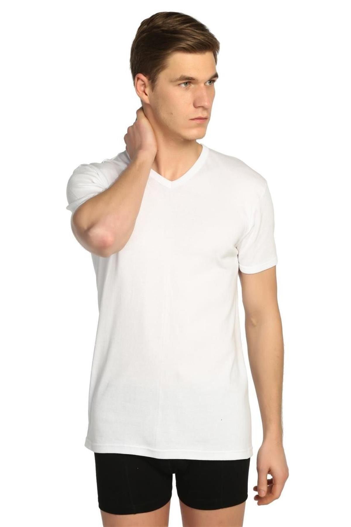 ÇamaşırcımShop Tricou Pentru Bărbați Cu Mânecă Scurtă, Cu Decolteu În V, 6 Piese Tutku Femeie - L