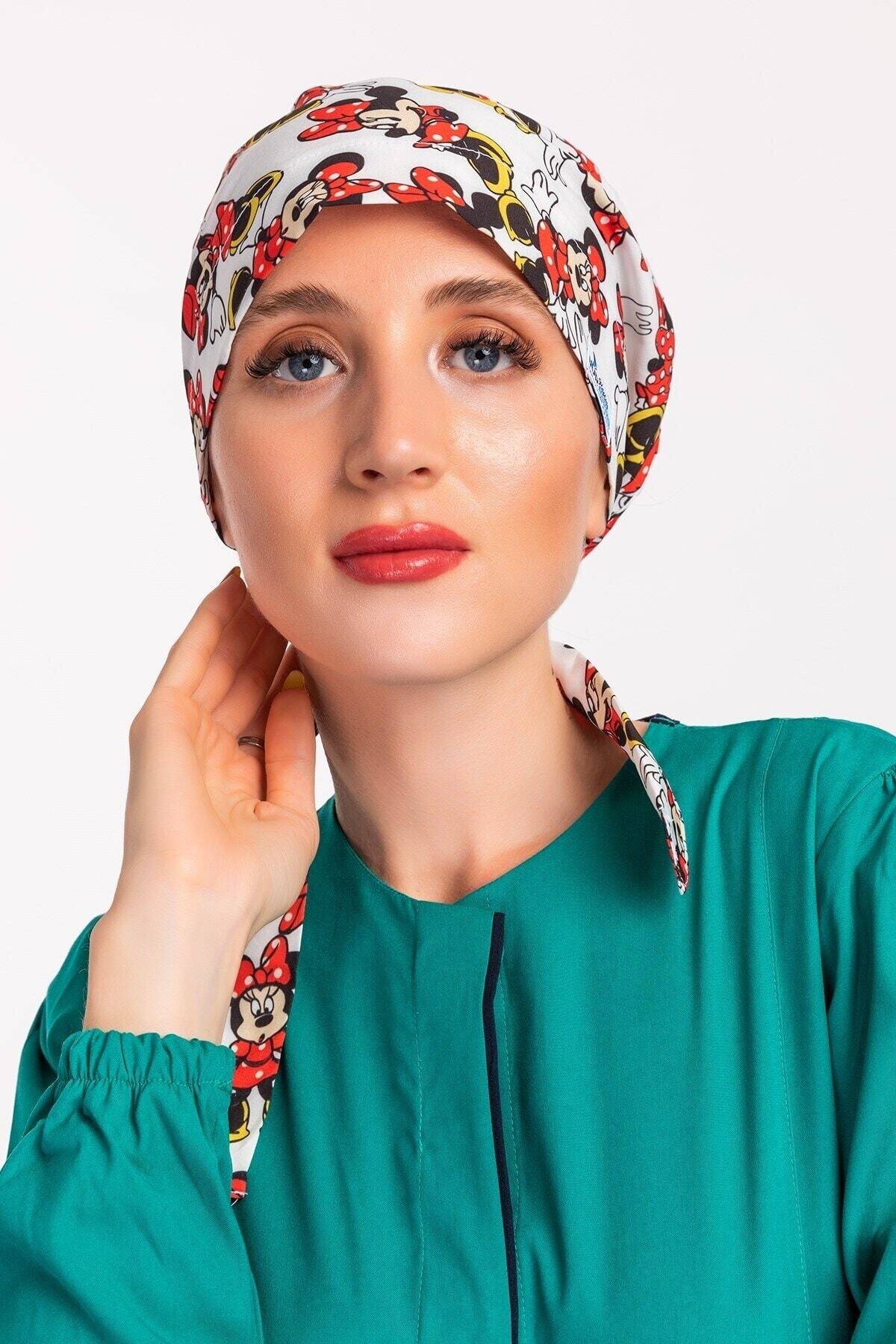 Female White Minnie Mouse Nurse Doctor Hijab Bonnet