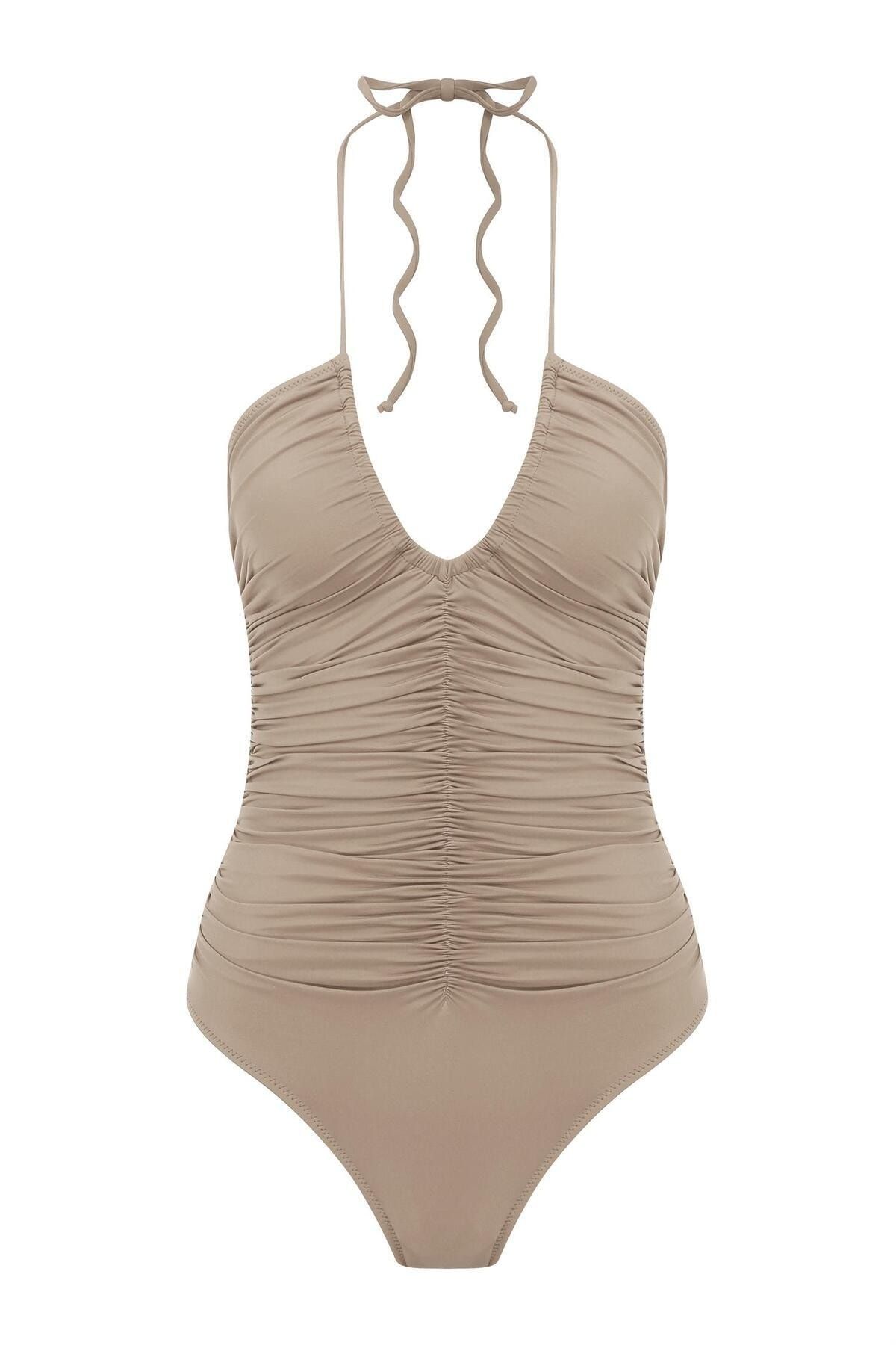 AQUELLA Costum De Baie Din Nurcă Cu Gât Cu Strângere Femeie - 42