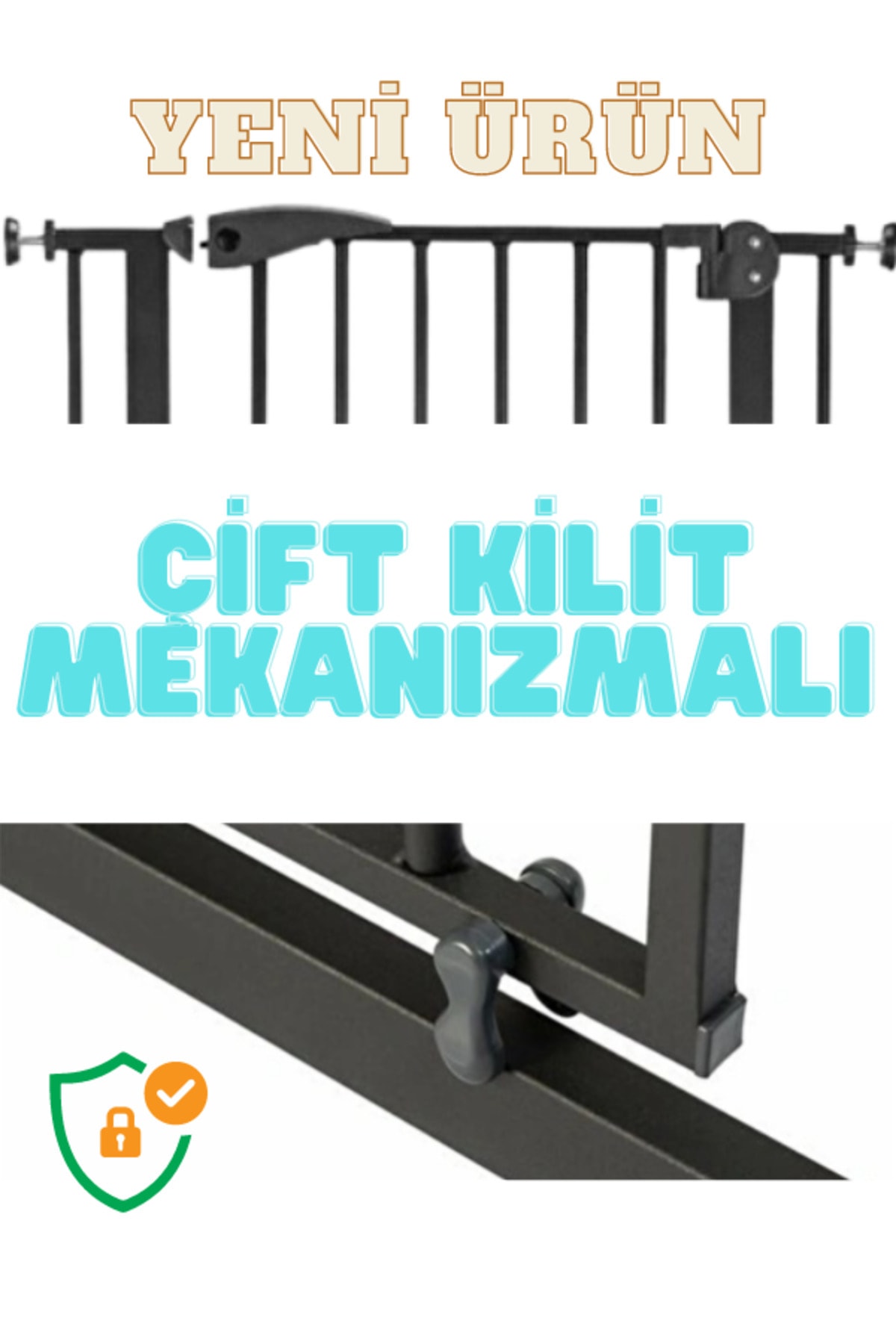 AYVELLA Güvenlik Kapısı Ayarlanabilir Uzunluk 75 - 116 Cm YENİ ÇİFT KİLİTLİ MEKANİZMA Otomatik Kapanır fotoğrafı 2 (önizleme)