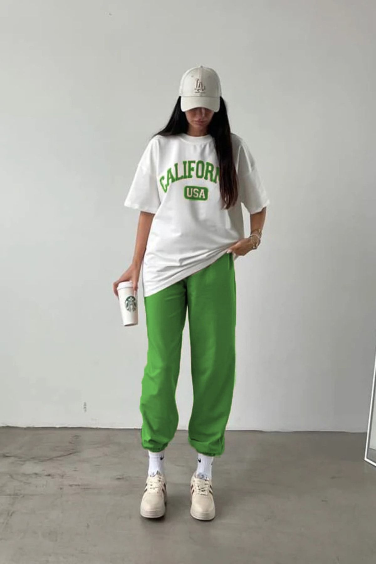 Custom White Sweatpants Kelly Green Fleece Jogger - FansIdea