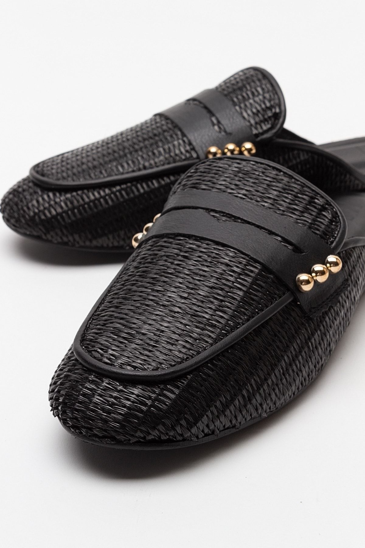 دمپایی سیاه زنانه 165 حصیری چرمی واقعی luvishoes