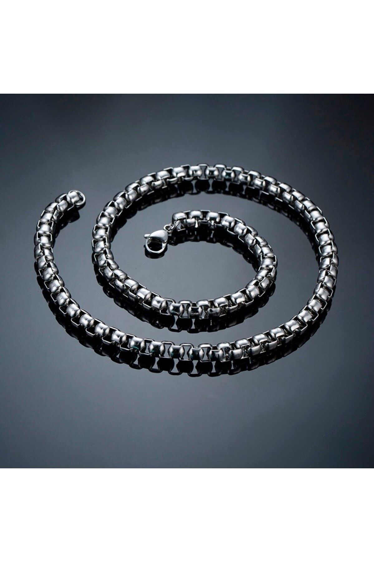 Viking-Square Model Box Chain Thick 316L Steel Men's Chain Necklace 4mm - Thick 2