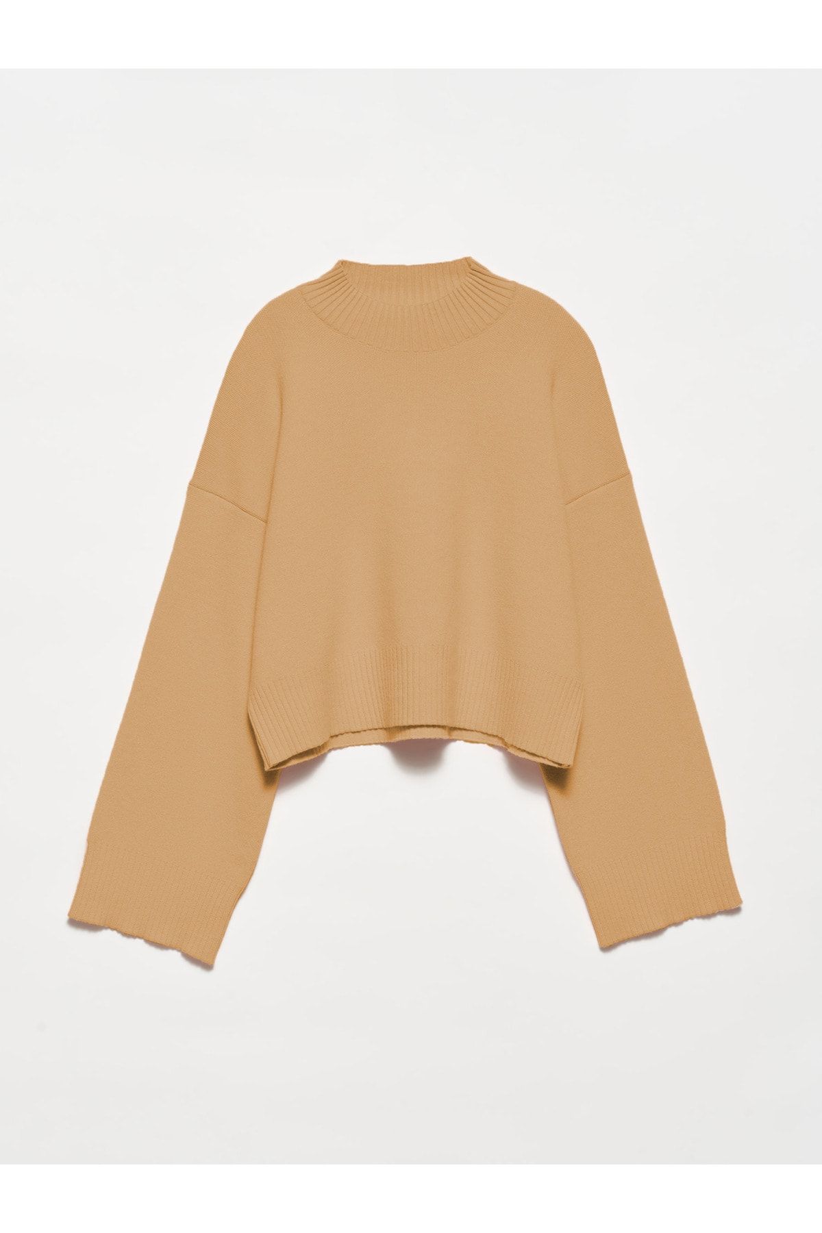 Dilvin 2882 Half Fisherman Wide Sleeve Sweater Dark Beige Trendyol