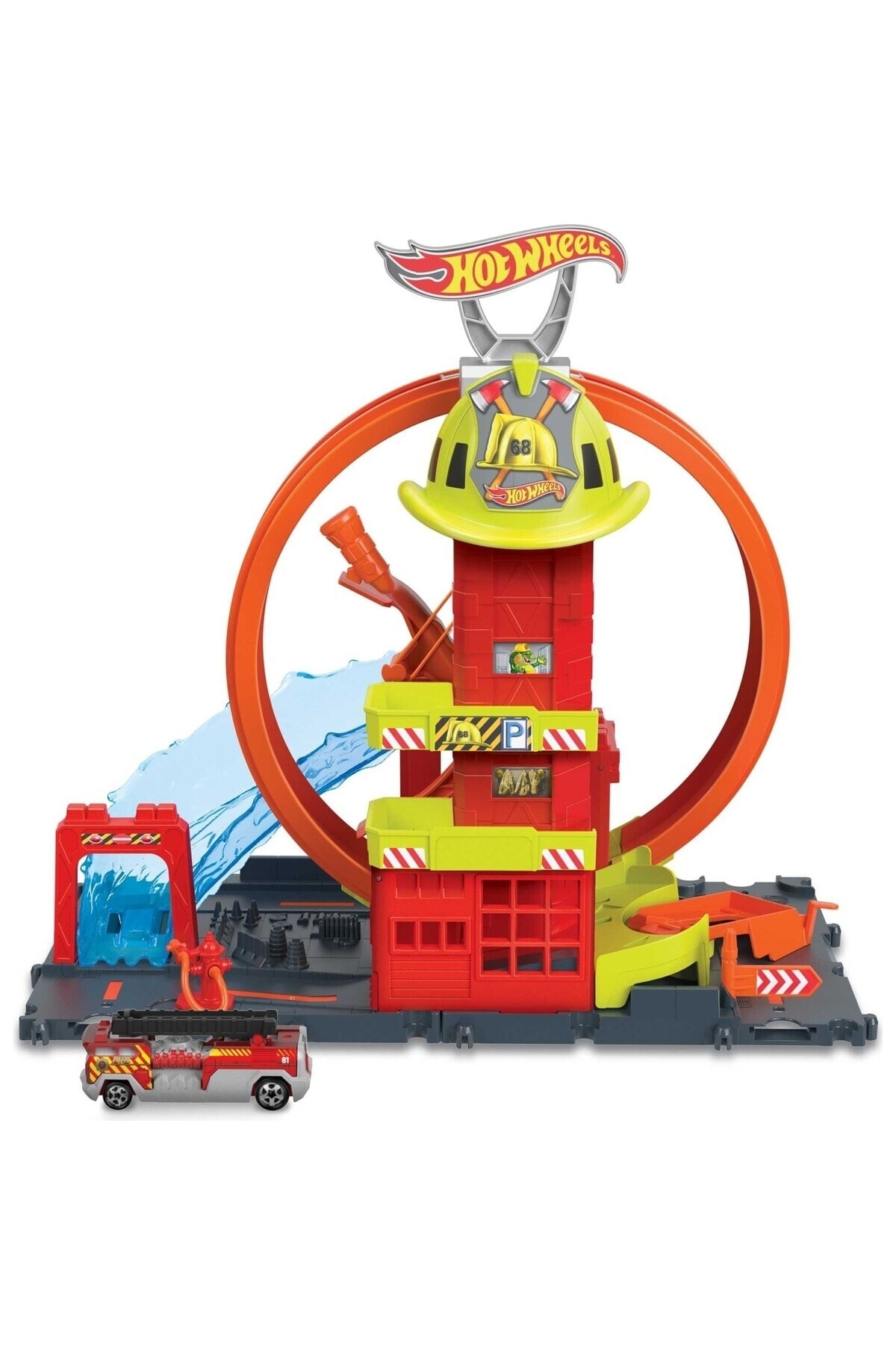 Mattel Oyuncak Hot Wheels Çember Pistli İtfaiye İstasyonu HKX41