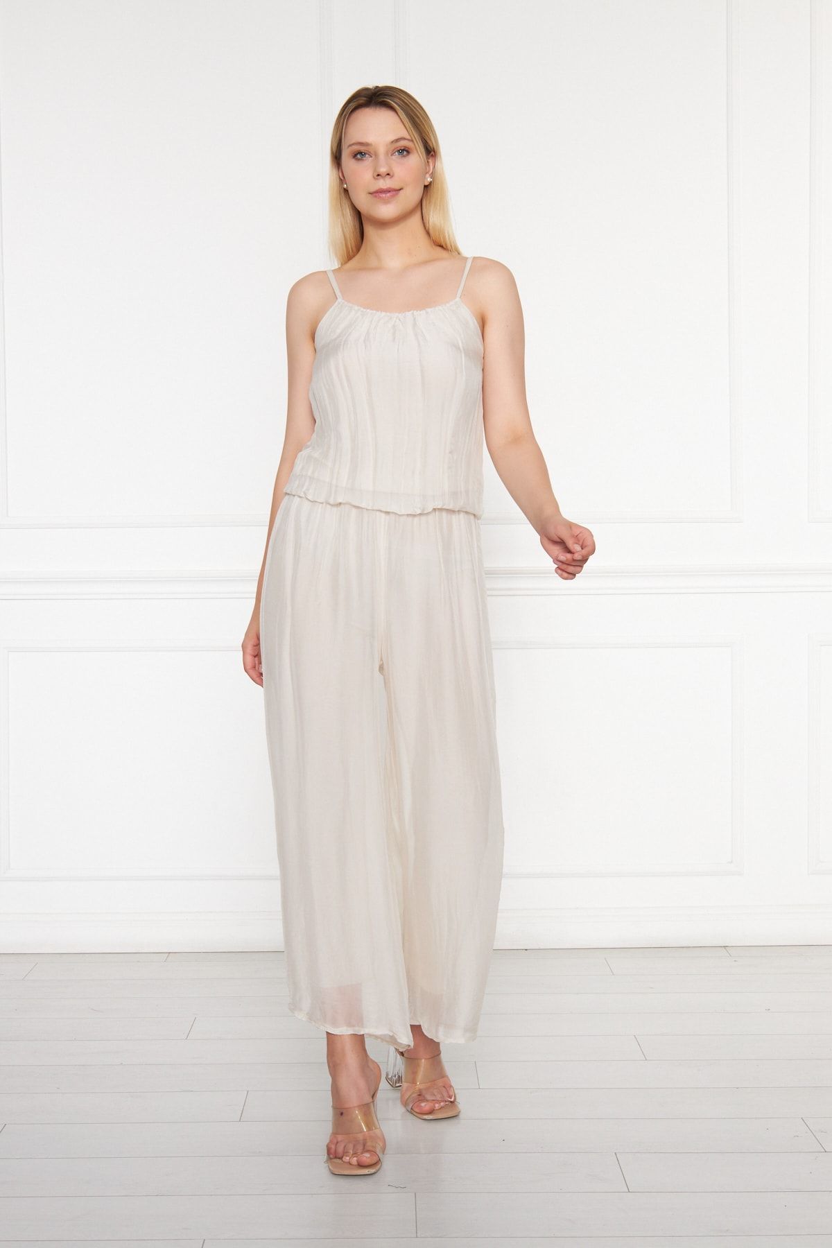 Silk Parade Jumpsuit Beige Trendyol