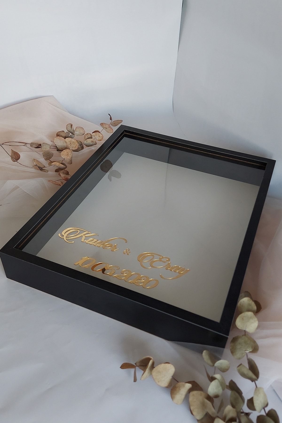 Verda Çerçeve-40x50 Cm Black Rose Memory Frame!Deep Frame Without LED!Rose Memory Frame - For Bridal Bouquets 3