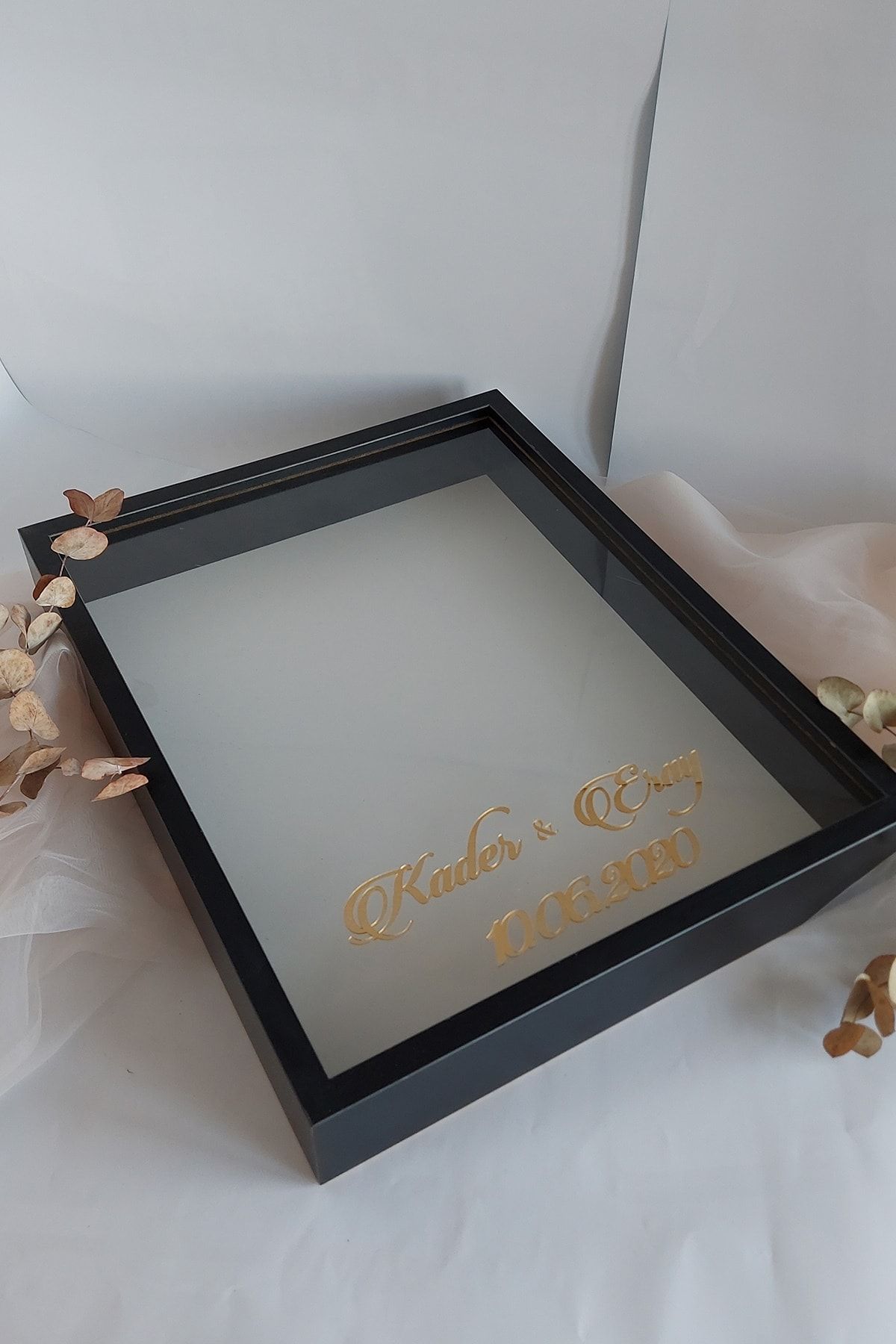 Verda Çerçeve-40x50 Cm Black Rose Memory Frame!Deep Frame Without LED!Rose Memory Frame - For Bridal Bouquets 4