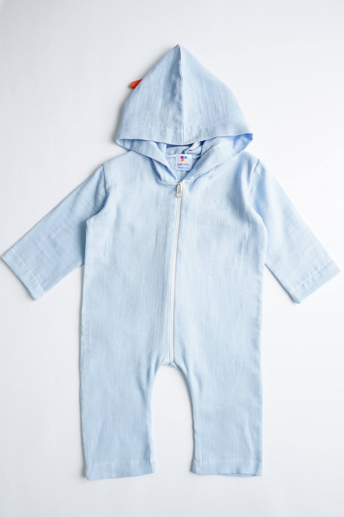 ipek atlas Kız Erkek Bebek Ve Çocuk Dinozor Tasarımlı Müslin Kumaş Kapüşonlu Tulum fotoğrafı 2 (önizleme)