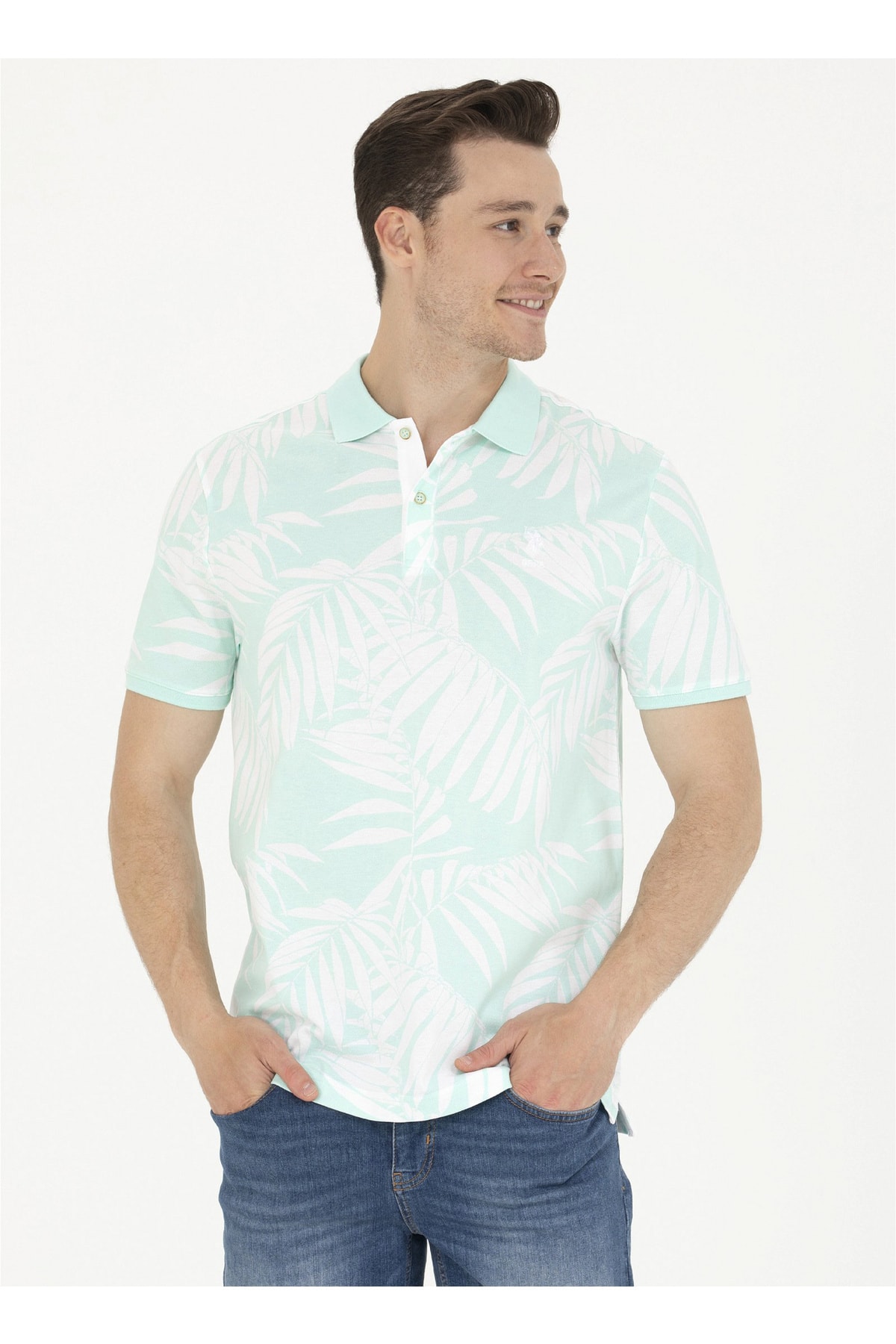 یو اس پولو تی‌شرت مردانه یقه پولو سبز U.S. Polo Assn. PARMA