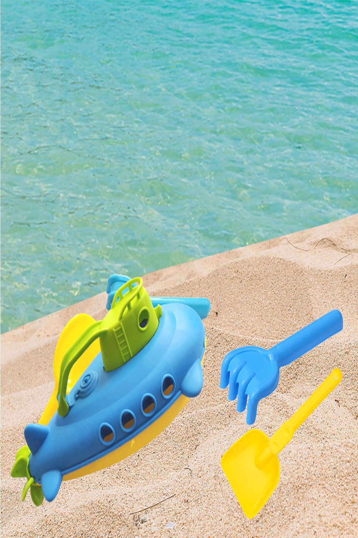 Hediye Nest-Propeller Submarine Ship Beach Toy and Rake Shovel Set 2