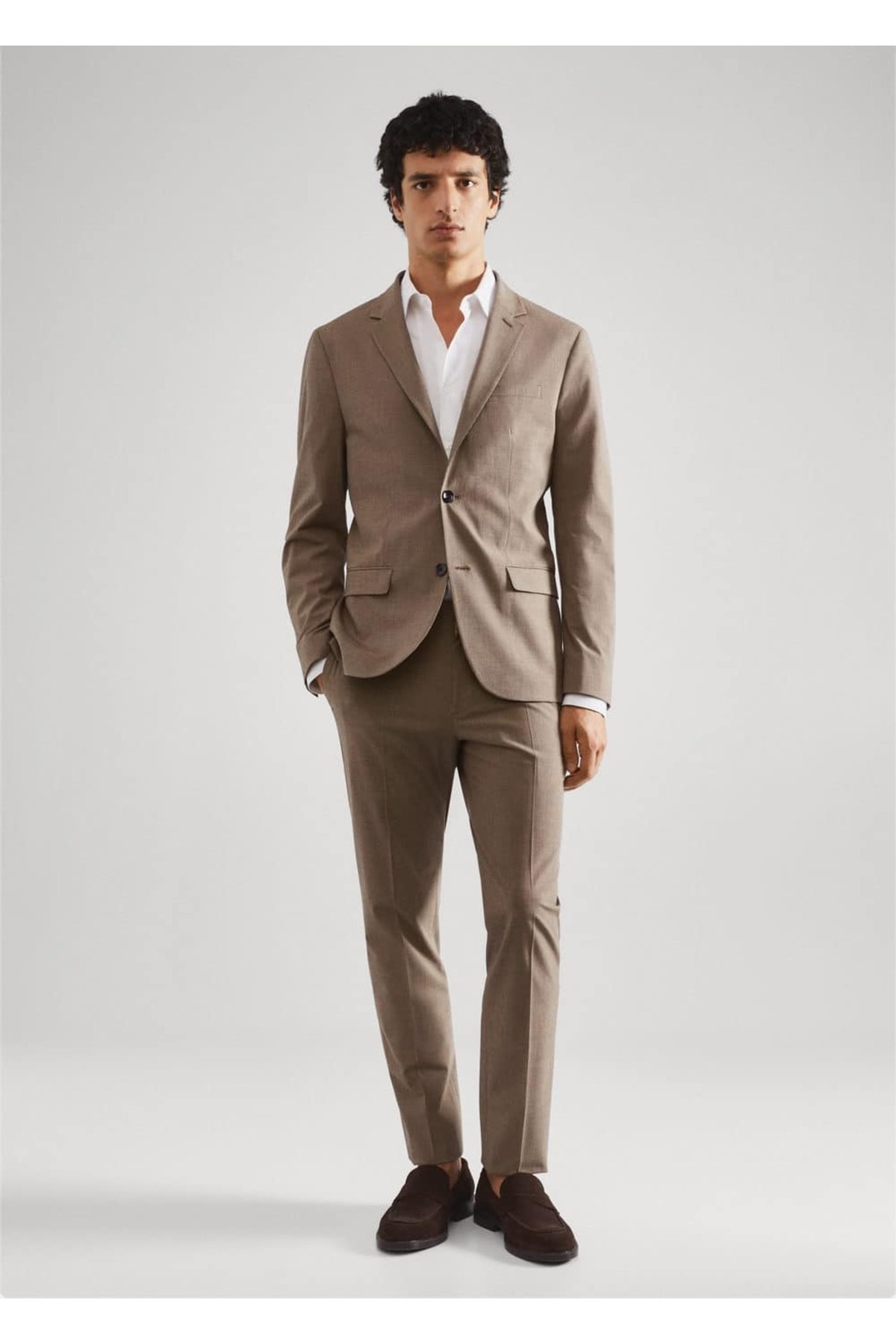 شلوار مردانه بژ منگوMANGO Man | 47010655 اورجینال - تصویر 2