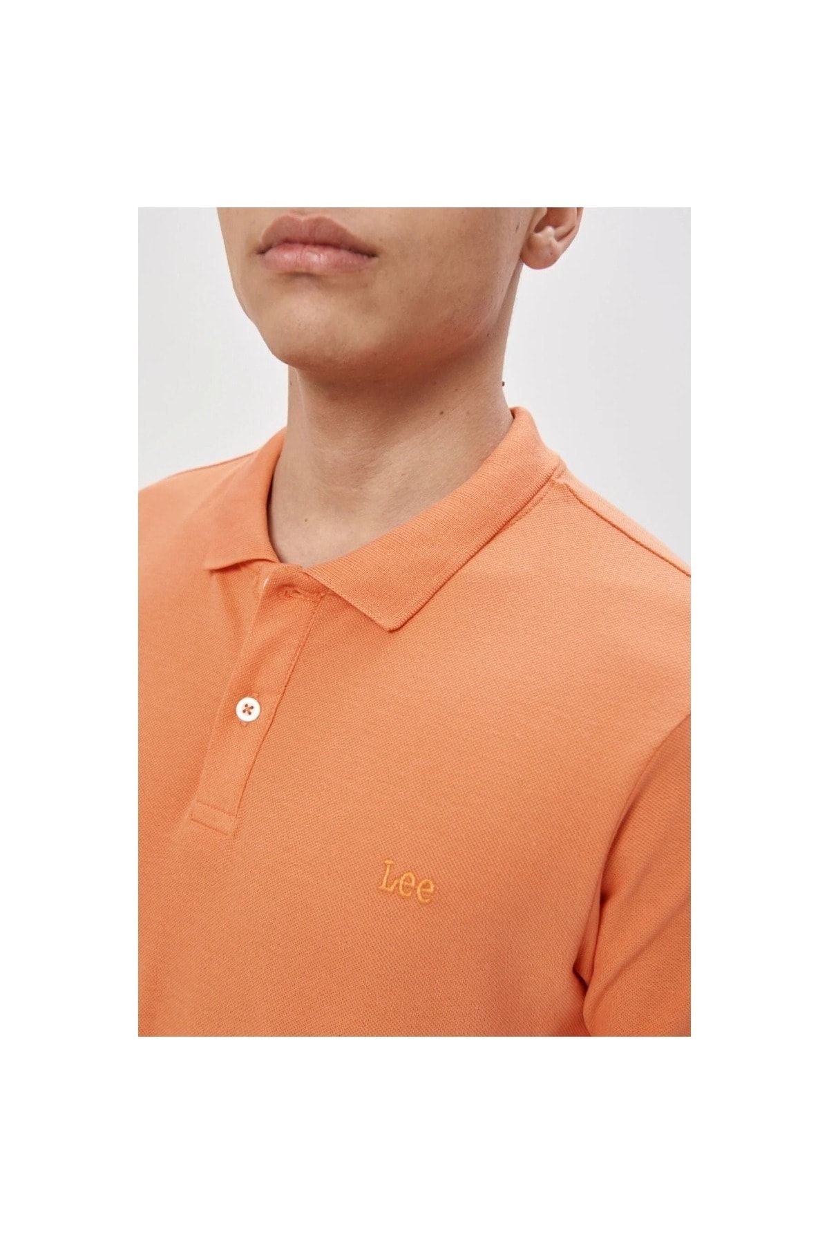 Lee نارنجی مردانه چوگان yaka t shirt