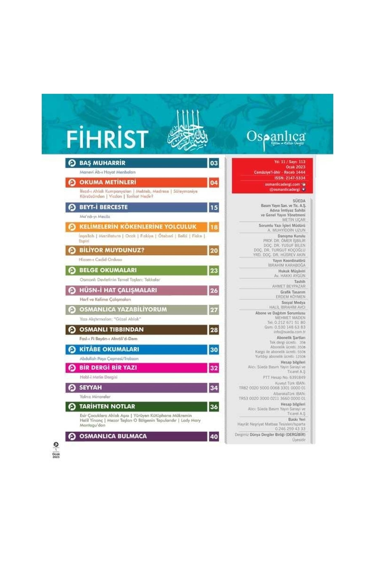Dini Hediye Ocak 2023 Osmanlıca Dergisi 3