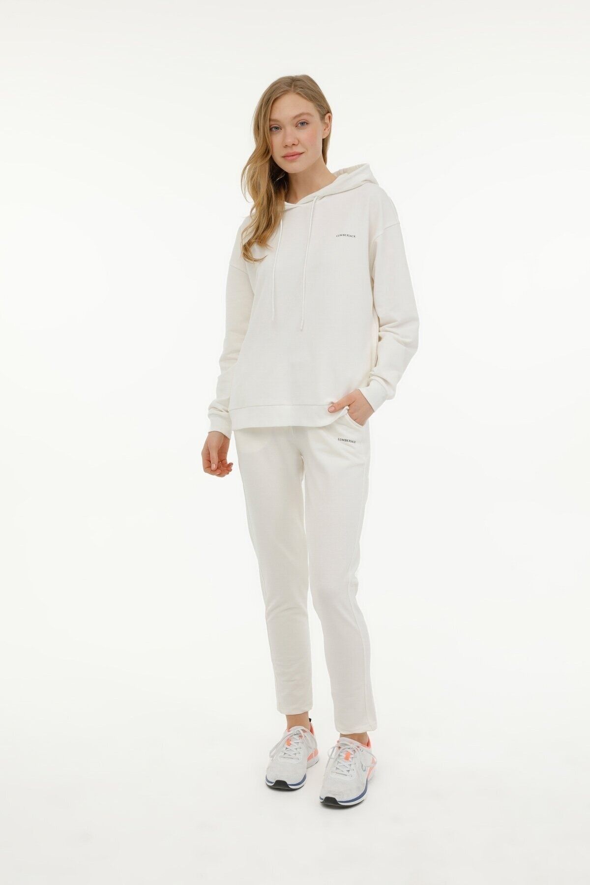 Lumberjack W SN80 BASIC HOODIE 3FX Ecru Women s Sweatshirt Trendyol