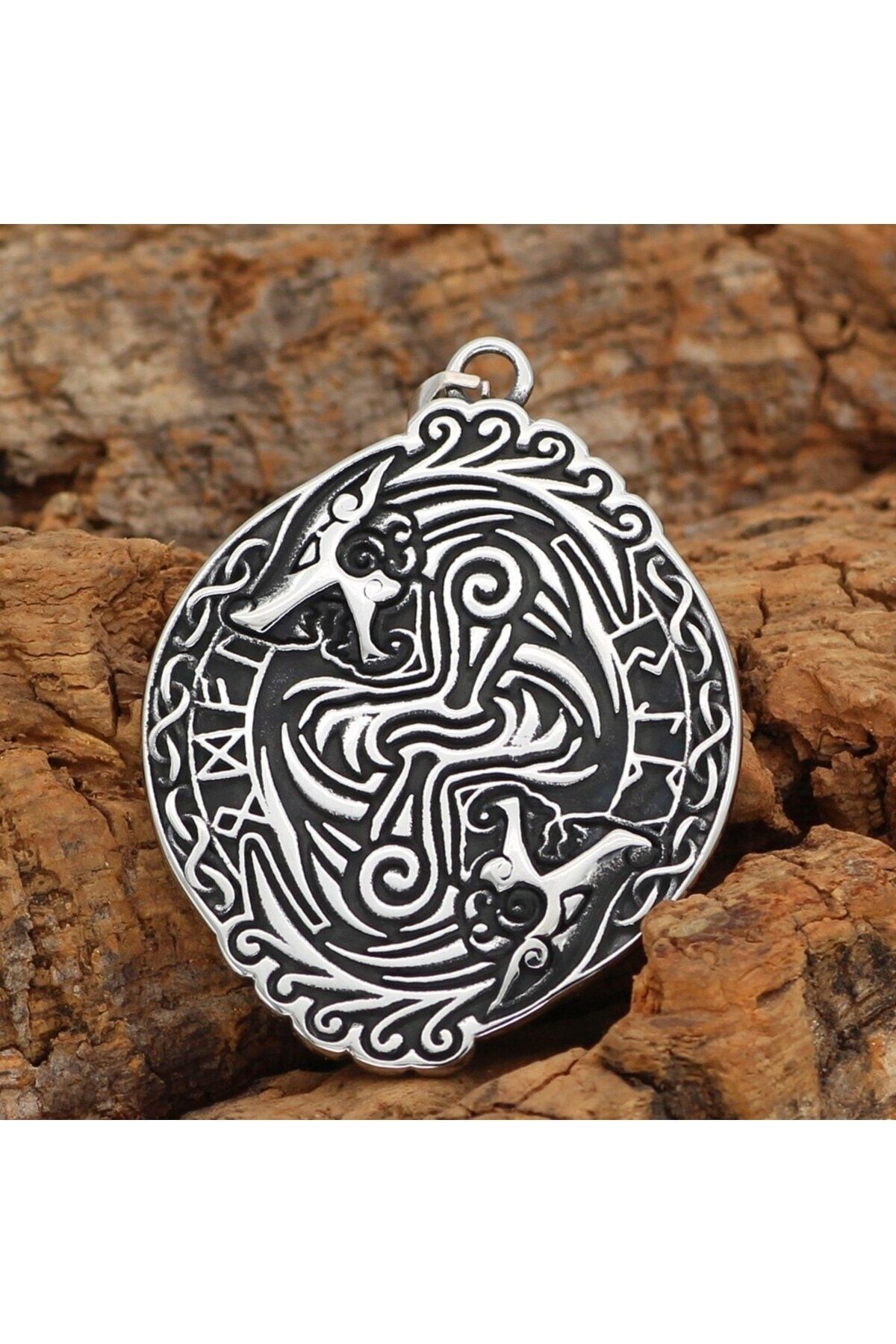 Viking Dragon Scandinavian Motif Runic Inscription Knitted Chain