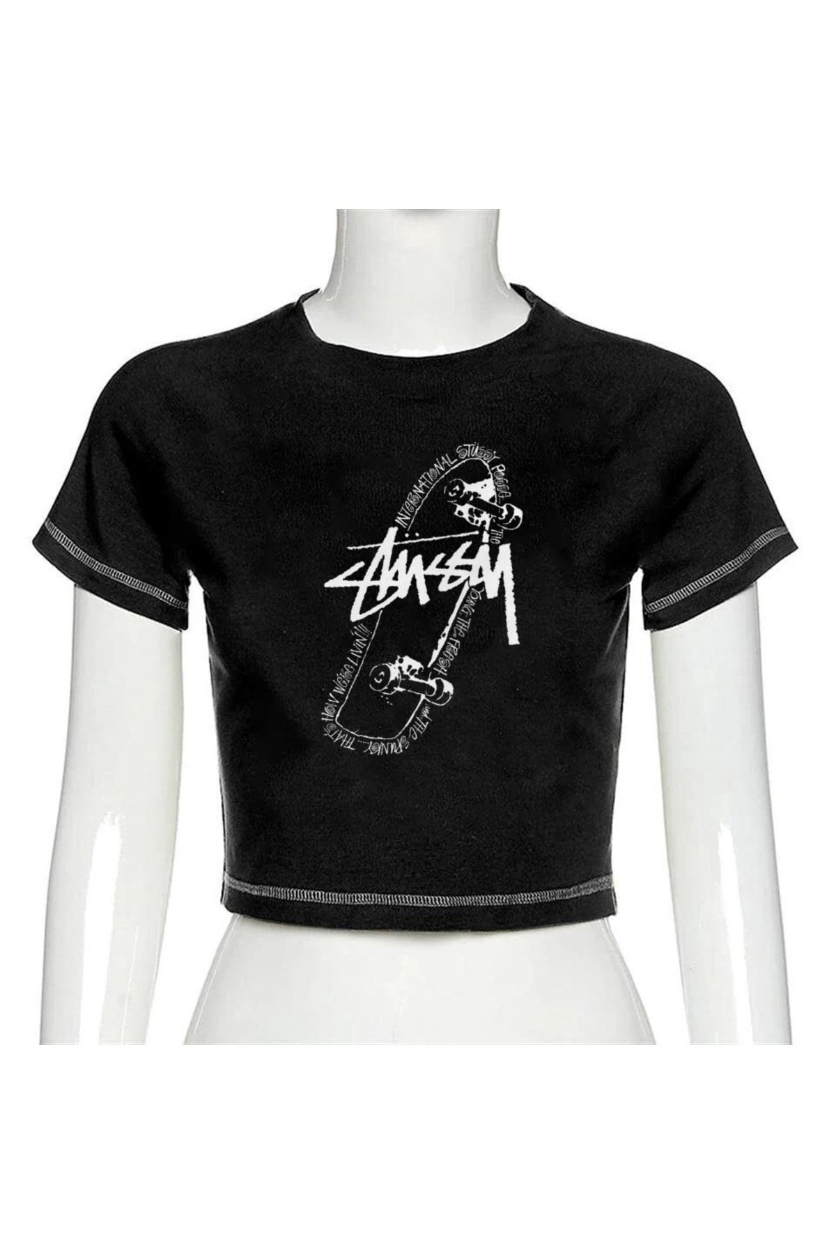 Toum-Black Crop Y2k Skateboard - Reverse Stitch 1