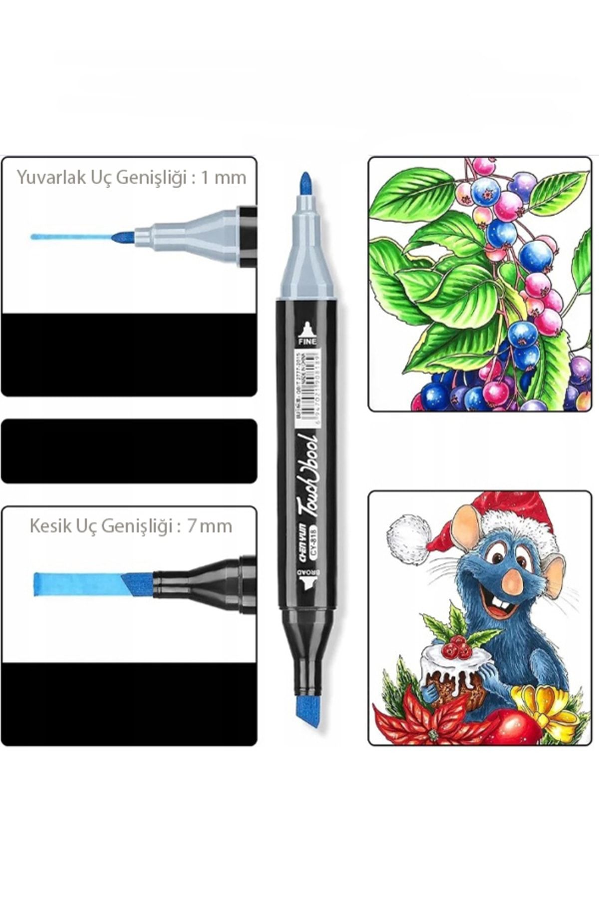 ACUTO-Marker Set of 12 Portable Marker Set with Bag 12 Colors Double Sided Marker Pen Set 3