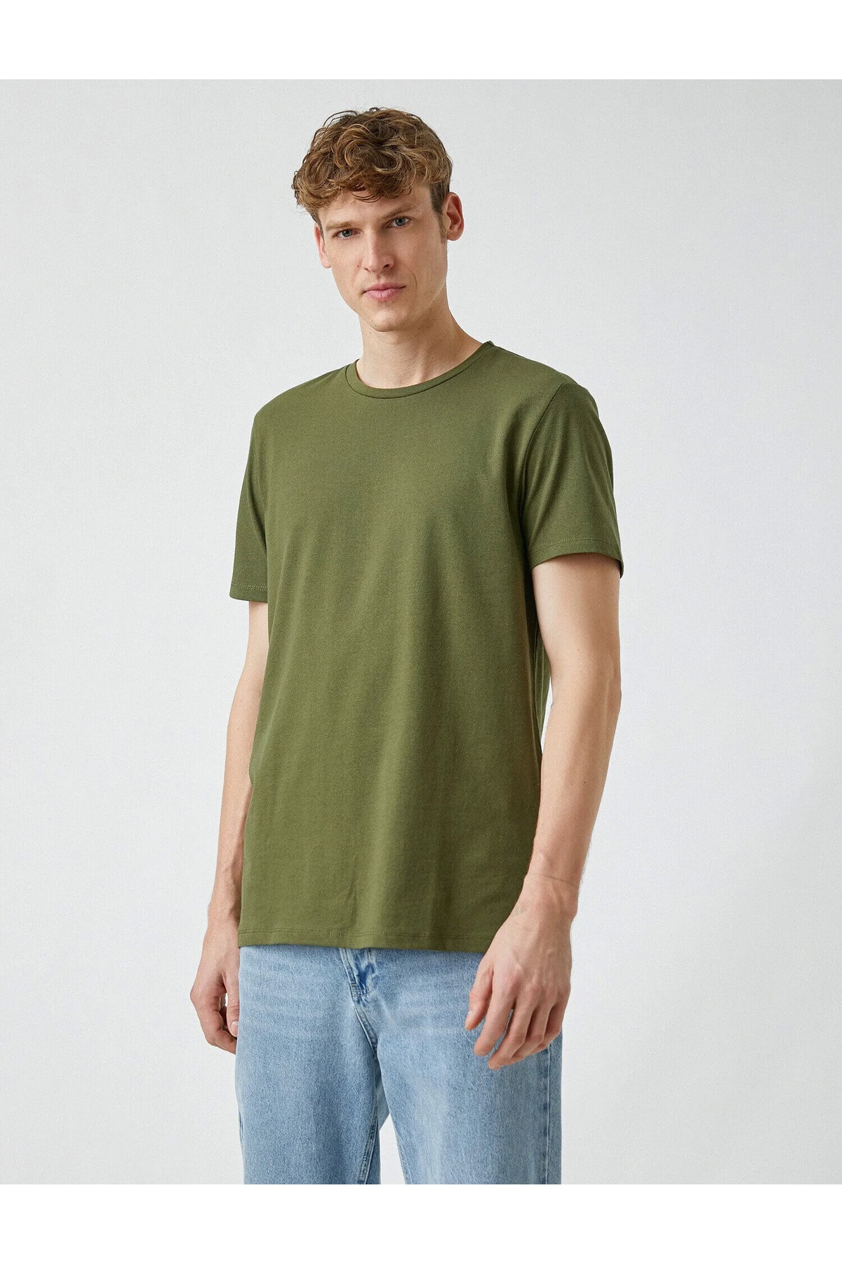 تیشرت مردانه خاکی کوتون | 2YAM12141LK اورجینال - تصویر 3