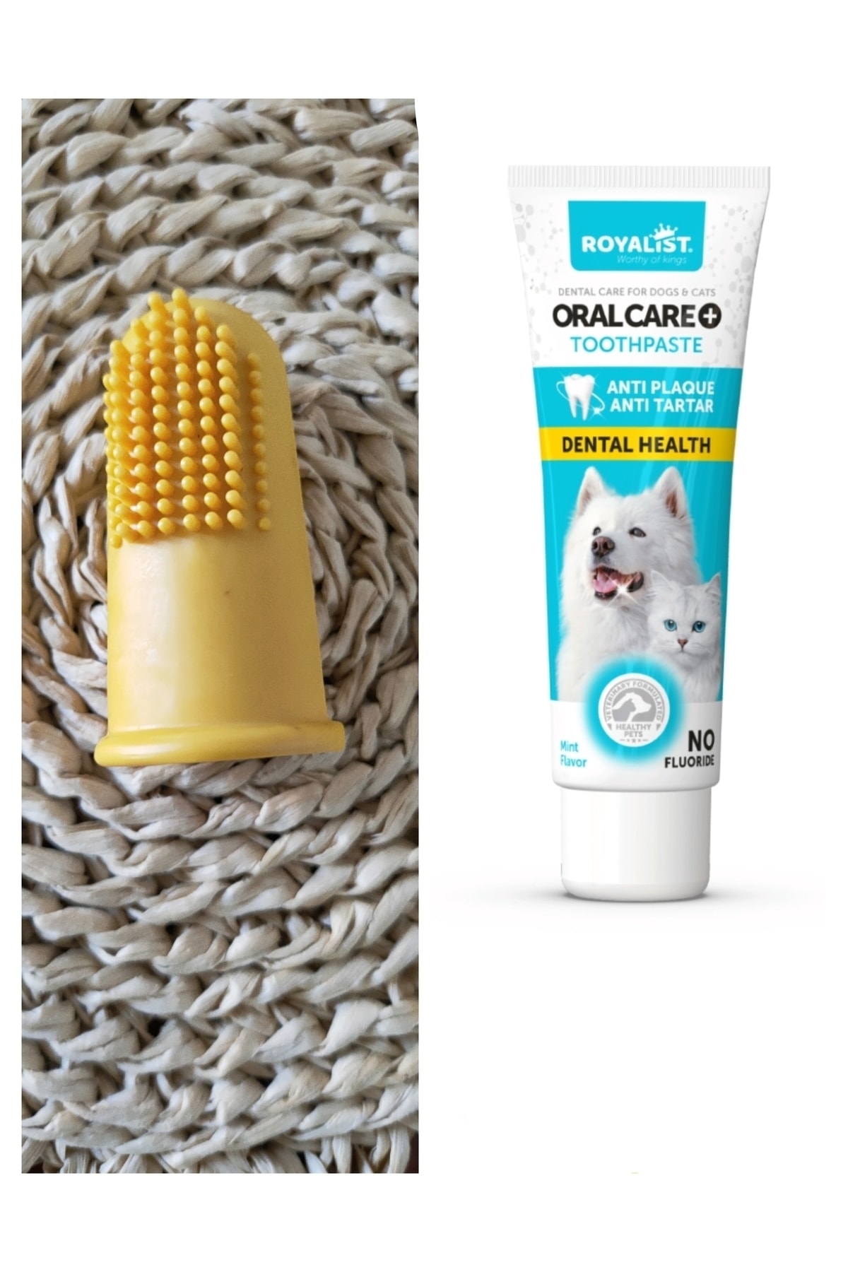 Royalist KEDi ve Köpek diş macunu 100 ml KEDİ KÖPEK İÇİN PARMAĞA TAKILIP KULLANILAN DİŞ FIRÇASI