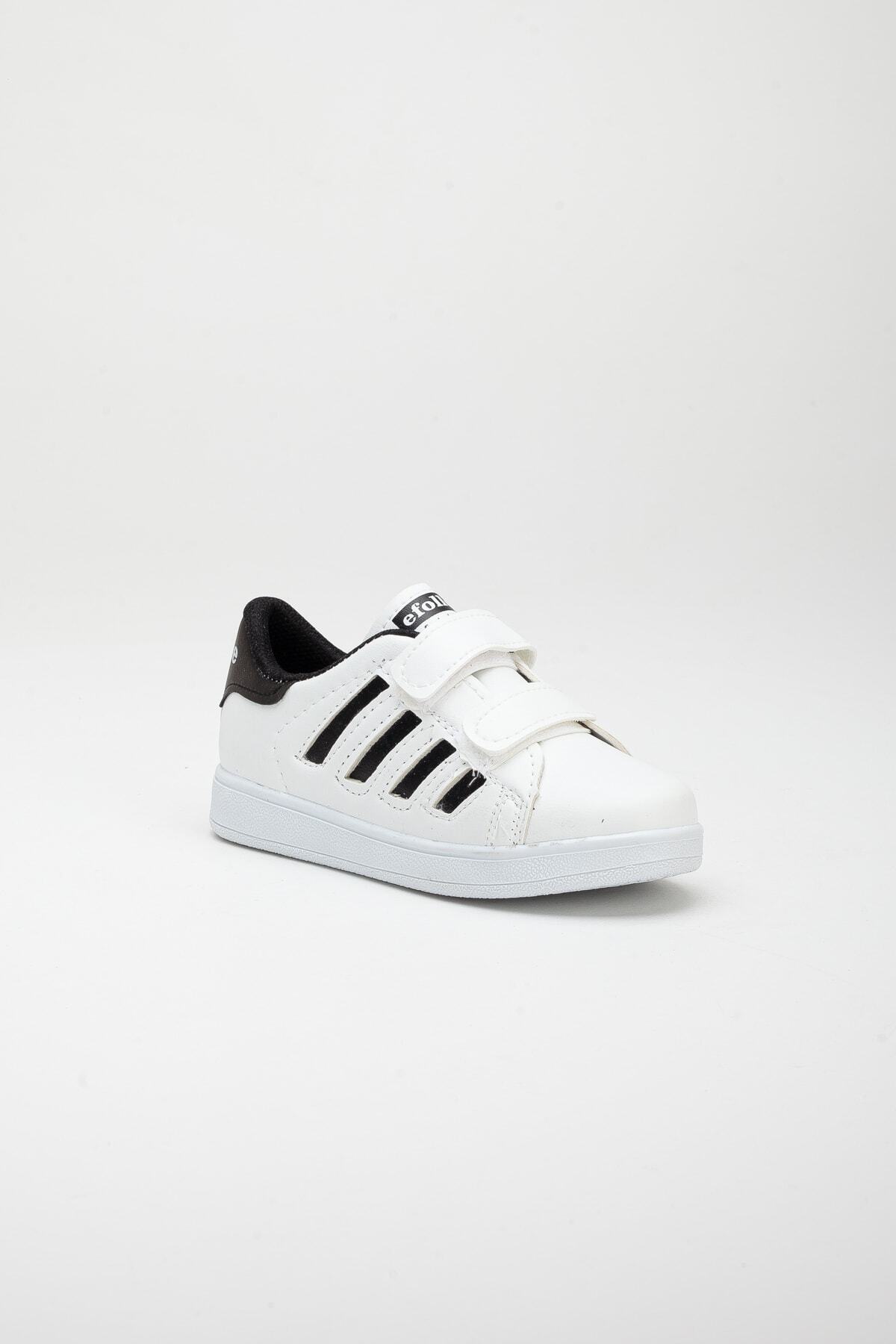 BOUIS Çocuk Unisex Beyaz Siyah 4 Band Cırtlı Rahat Nefes Alır Günlük Şık Spor Ayakkabı Sneaker fotoğrafı 2 (önizleme)