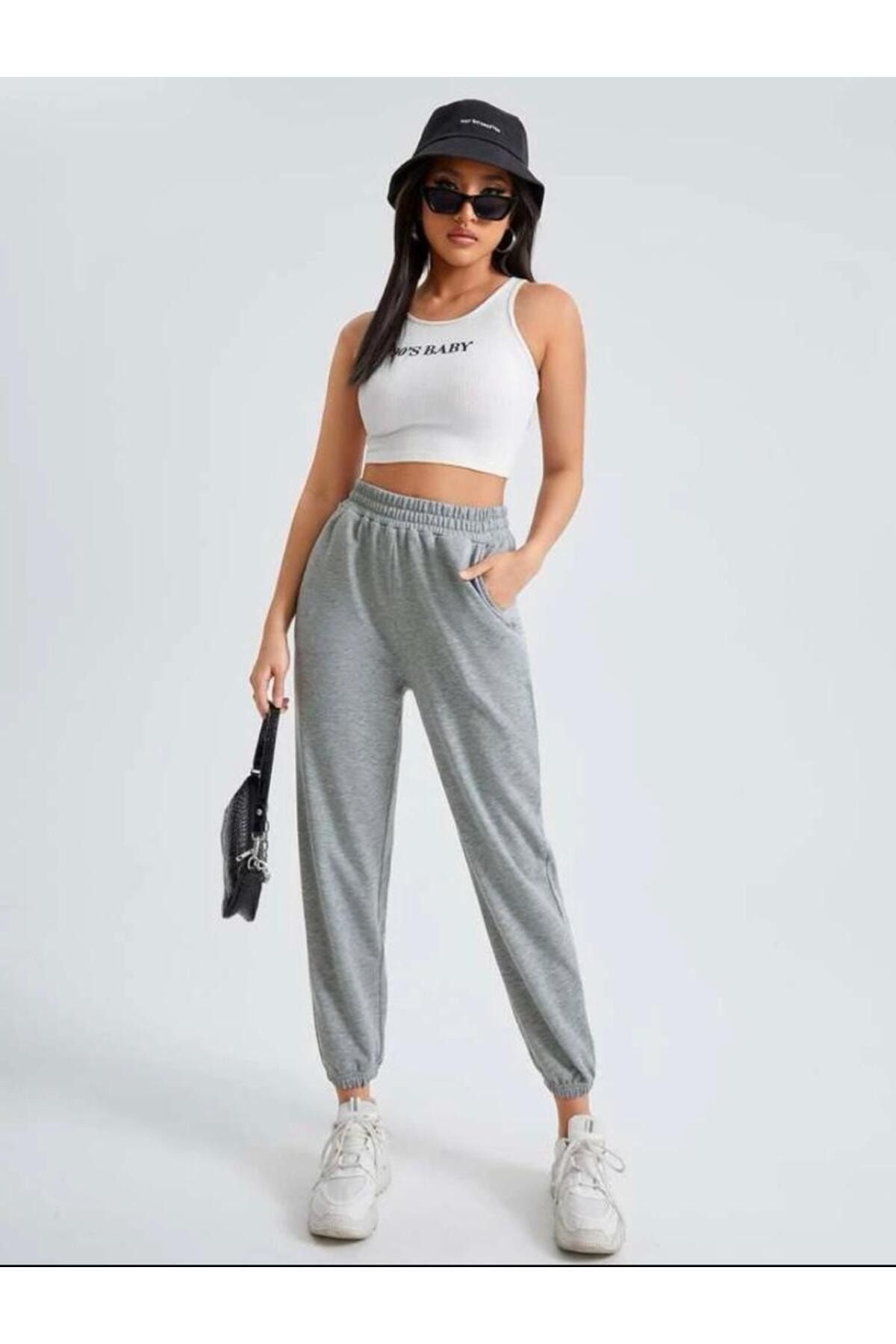 Plain grey joggers on sale womens