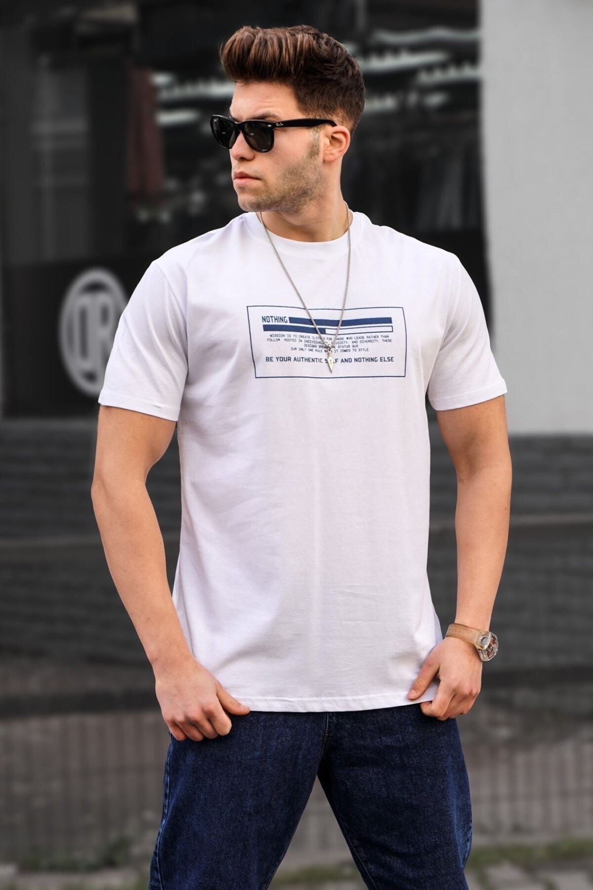 تی شرت یقه خدمه طرح چاپی آستین کوتاه مردانه مدمکست Madmext (برند ترکیه)