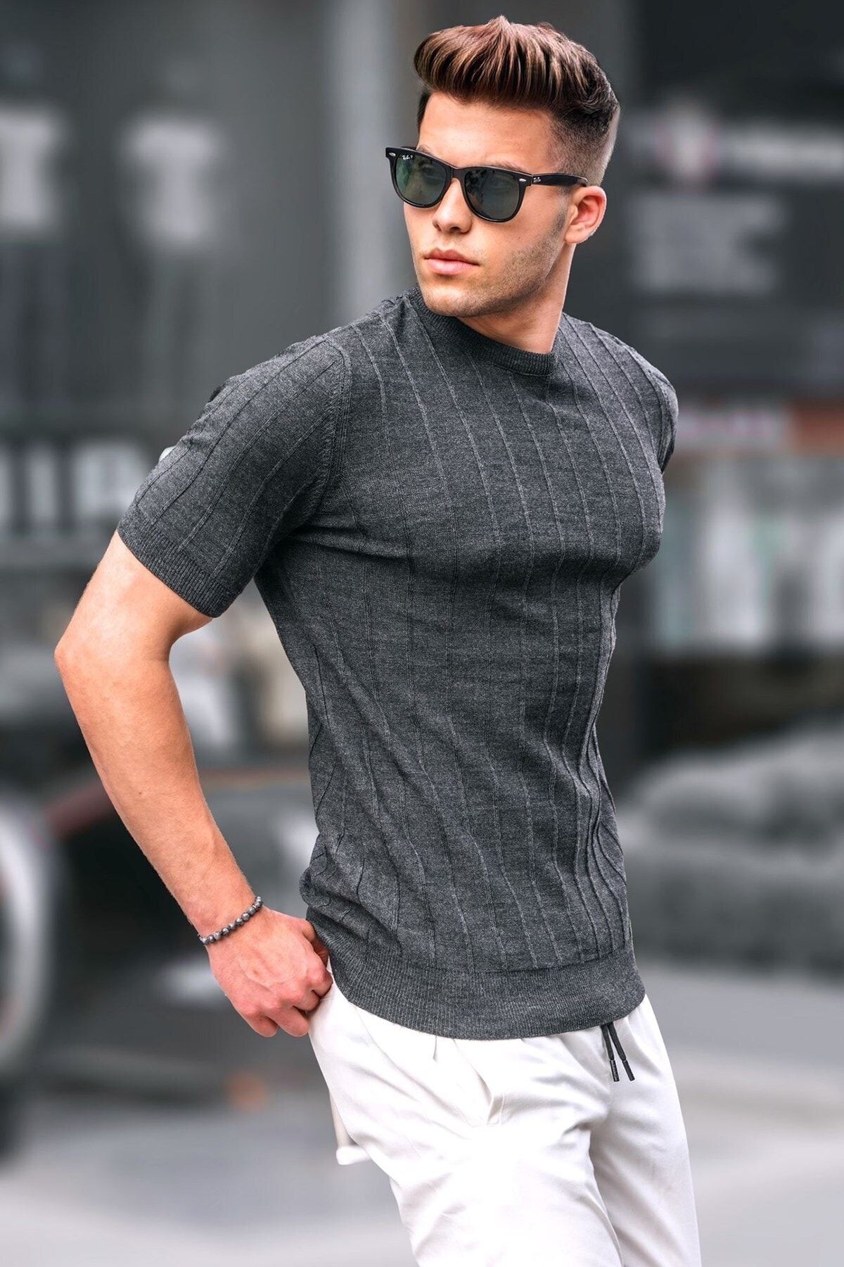 تی شرت یقه خدمه مدل کشباف آستین کوتاه مردانه مدمکست Madmext (برند ترکیه)